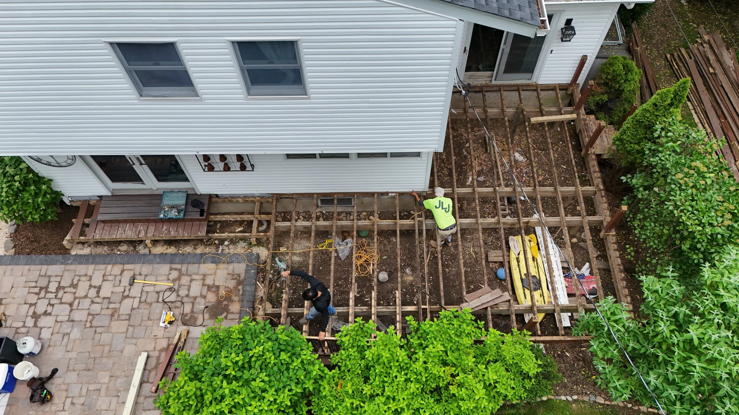Process of removing all wooden boards.