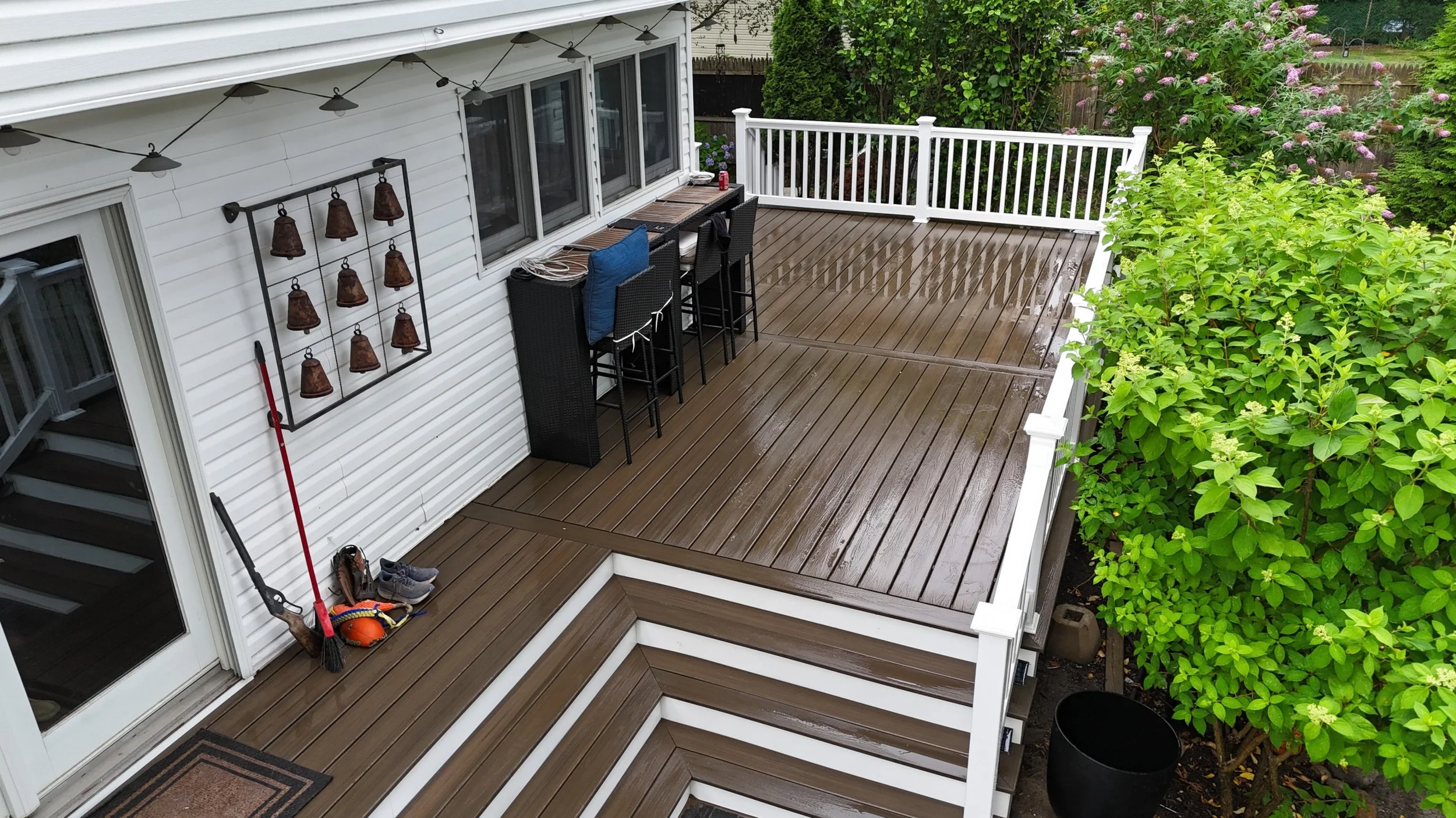 Installed trex and PVC railings.