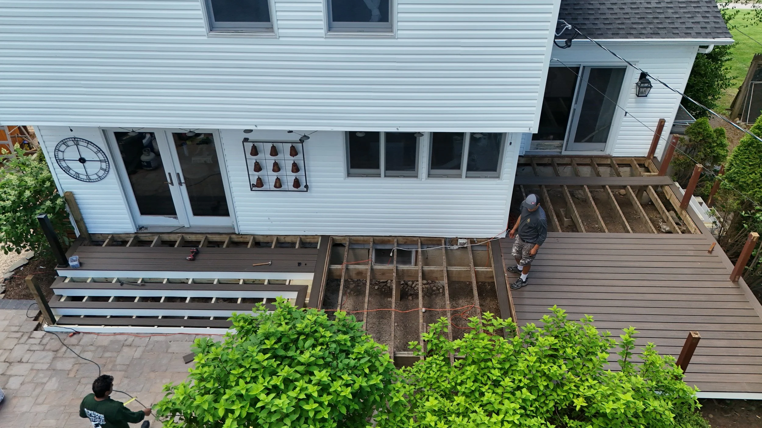 Installing trex on the deck.