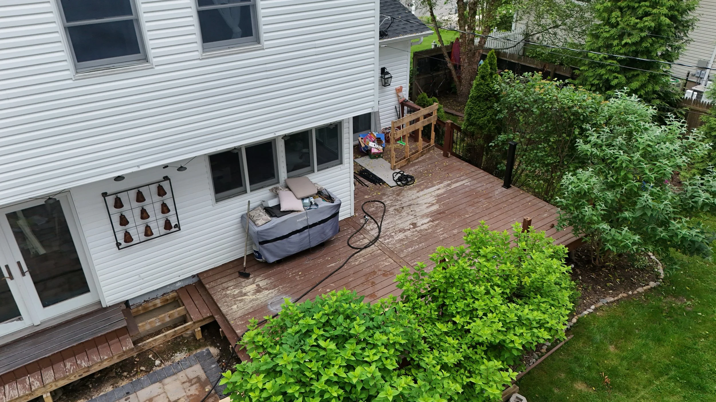 Before of wooden deck.