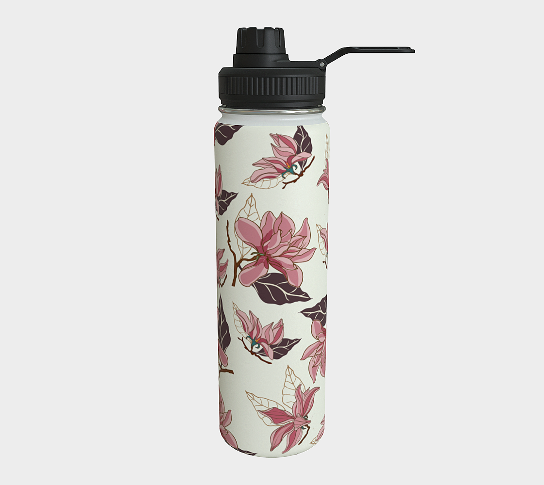 Magnolias Water Bottle White
