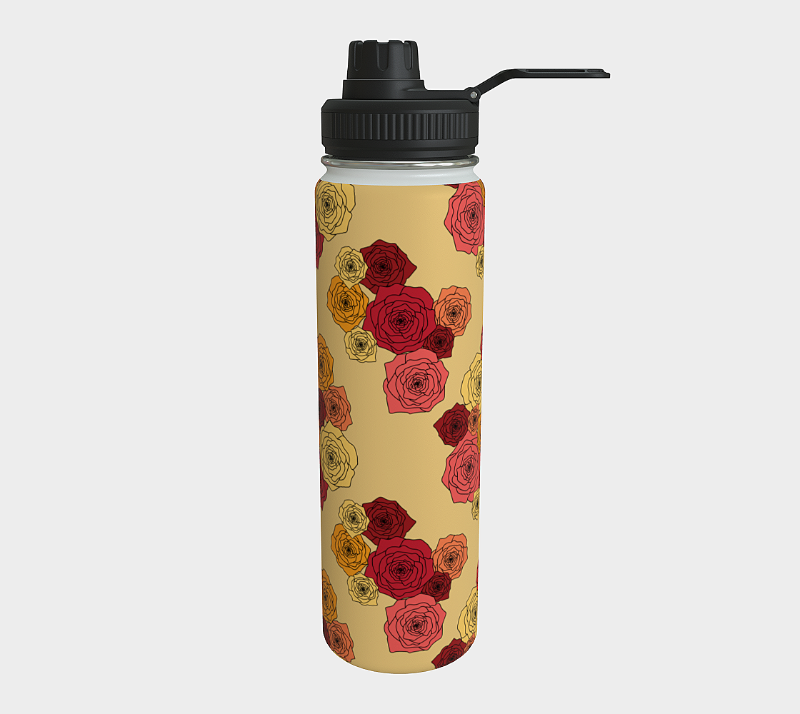 Bold Roses Water Bottle Yellow