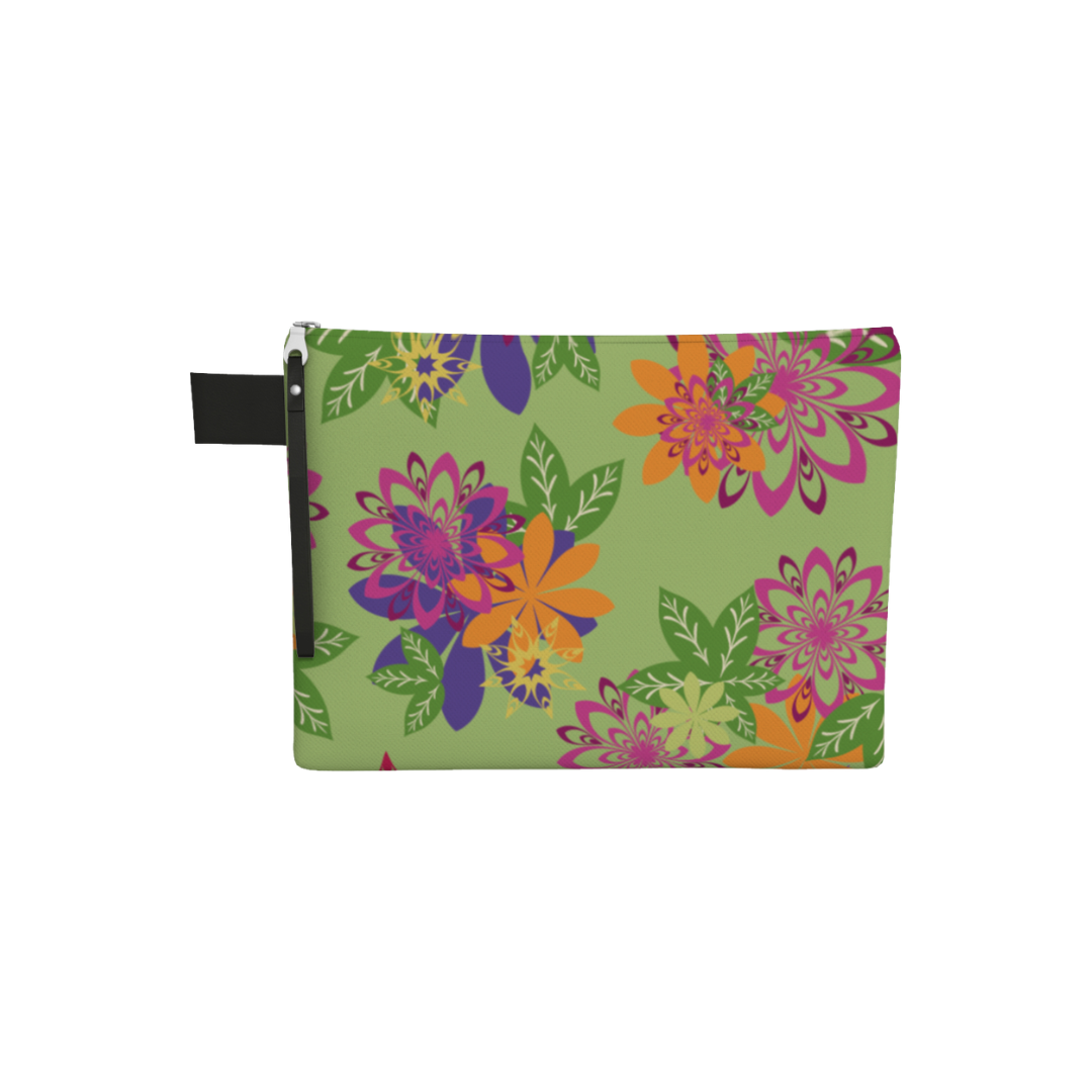 Dahlias Delight Zipper Carry All Green