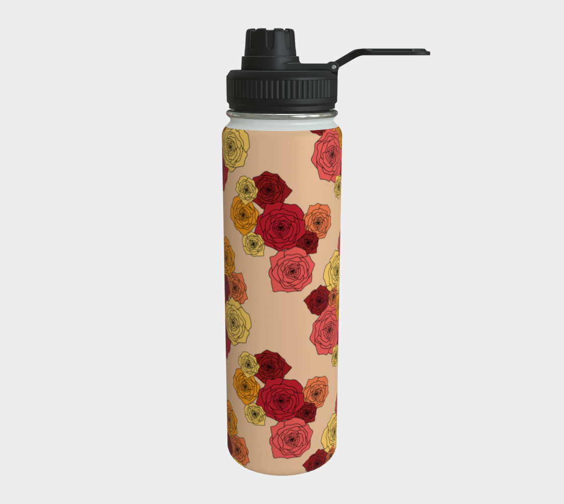 Bold Roses Water Bottle Peach