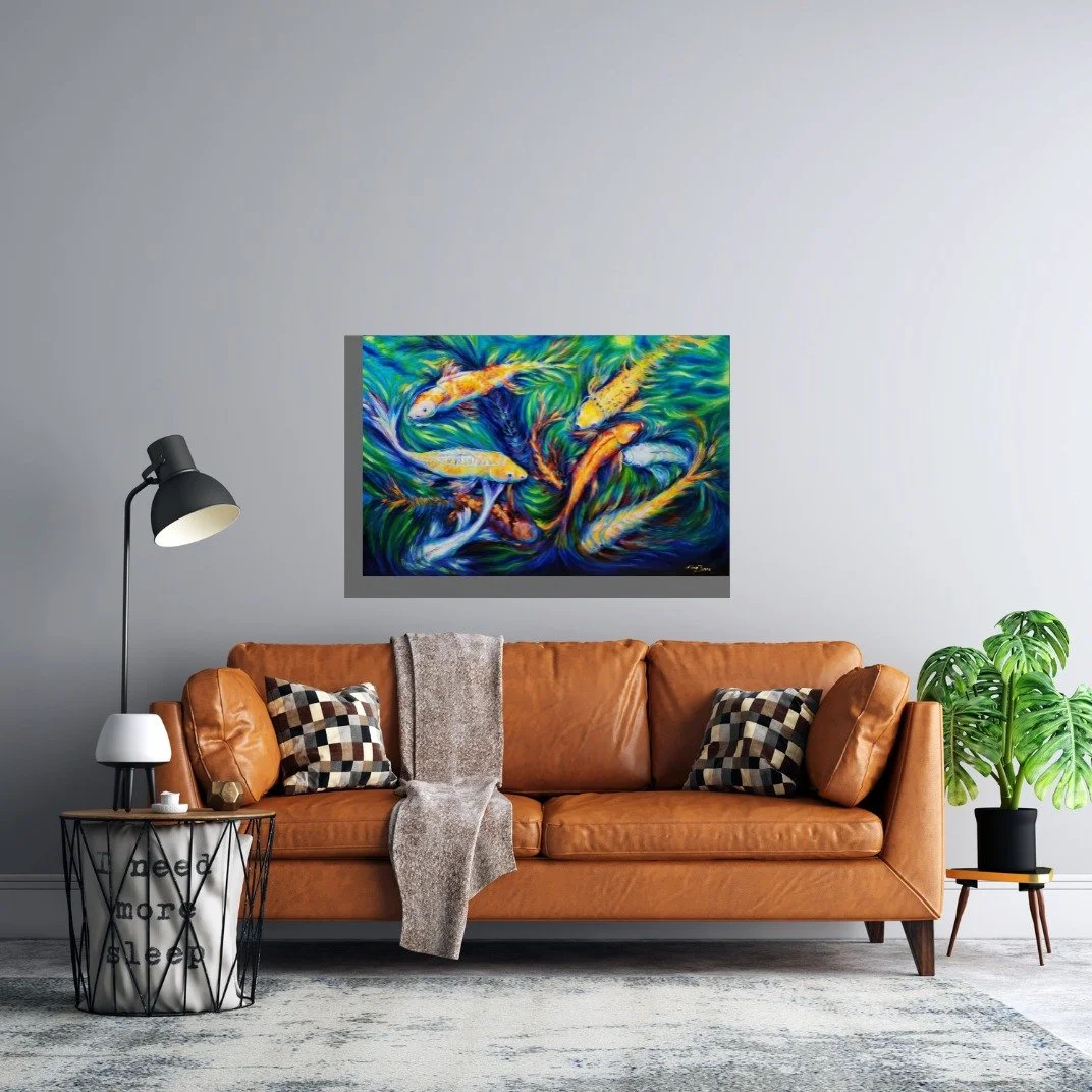 Happy Easter Everyone!

I would like to share one of my paintings, I titled, "Koi Party"

"Koi Party"
Original 36" x 24" Acrylics on Canvas 
By: Nina Sendrijas Jones/ Gaia's Portrait 

See this piece featured at our webs