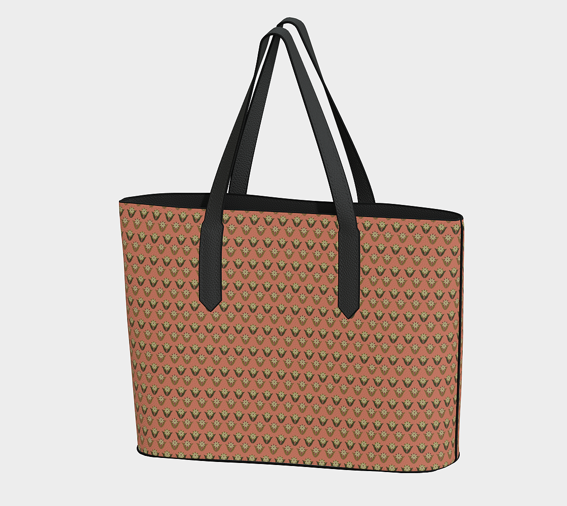 Tiny Daisies Vegan Leather Tote Bag Peach Mocha