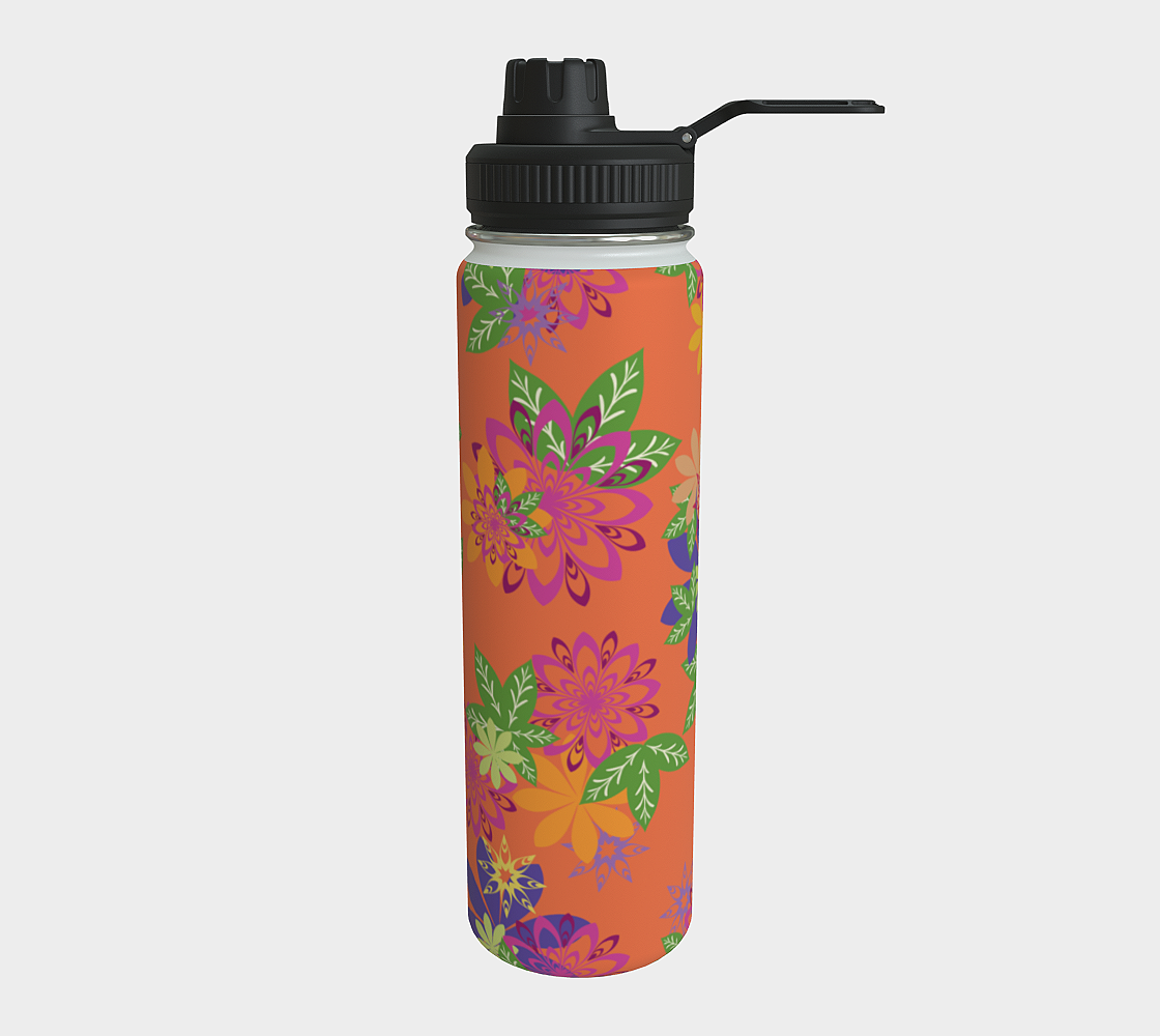 Dahlias Delight Water Bottle Orange