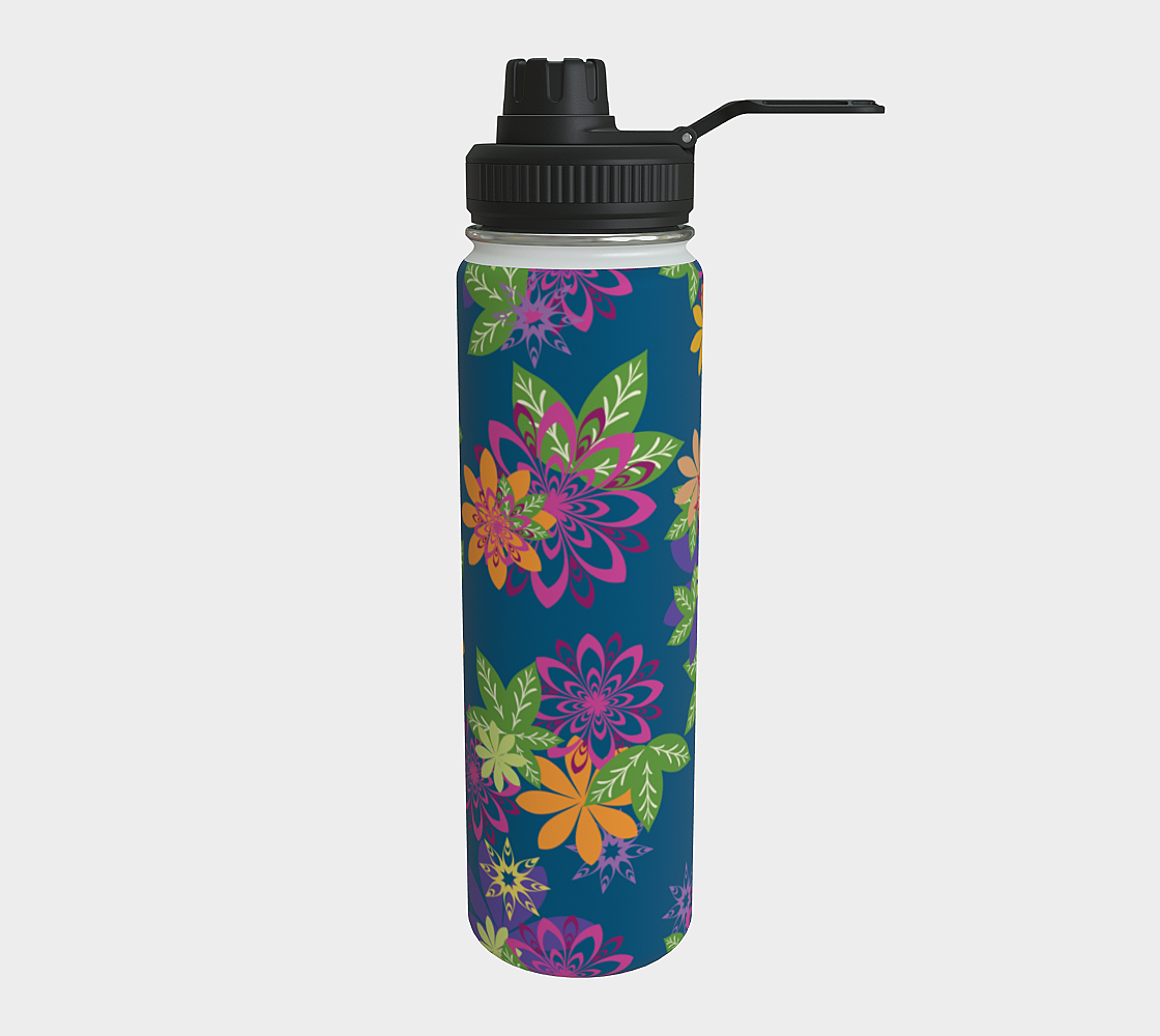 Dahlias Delight Water Bottle Blue