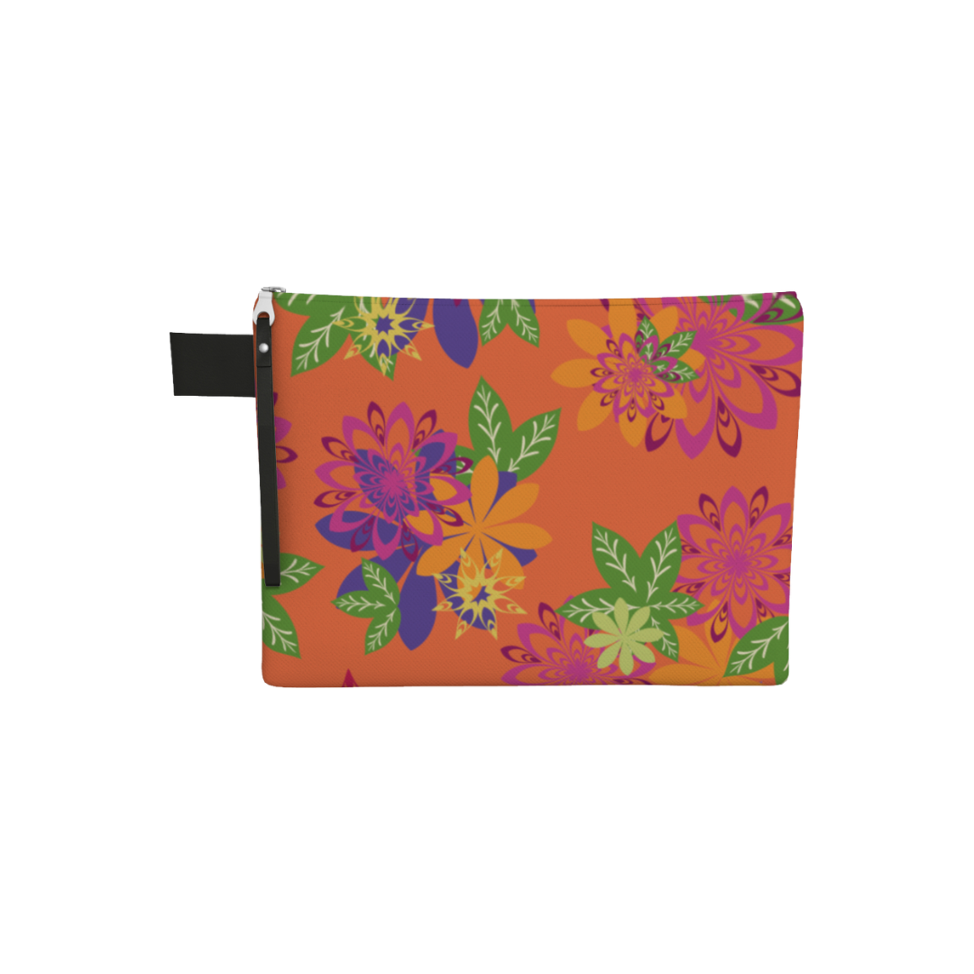 Dahlias Delight Zipper Carry All Orange