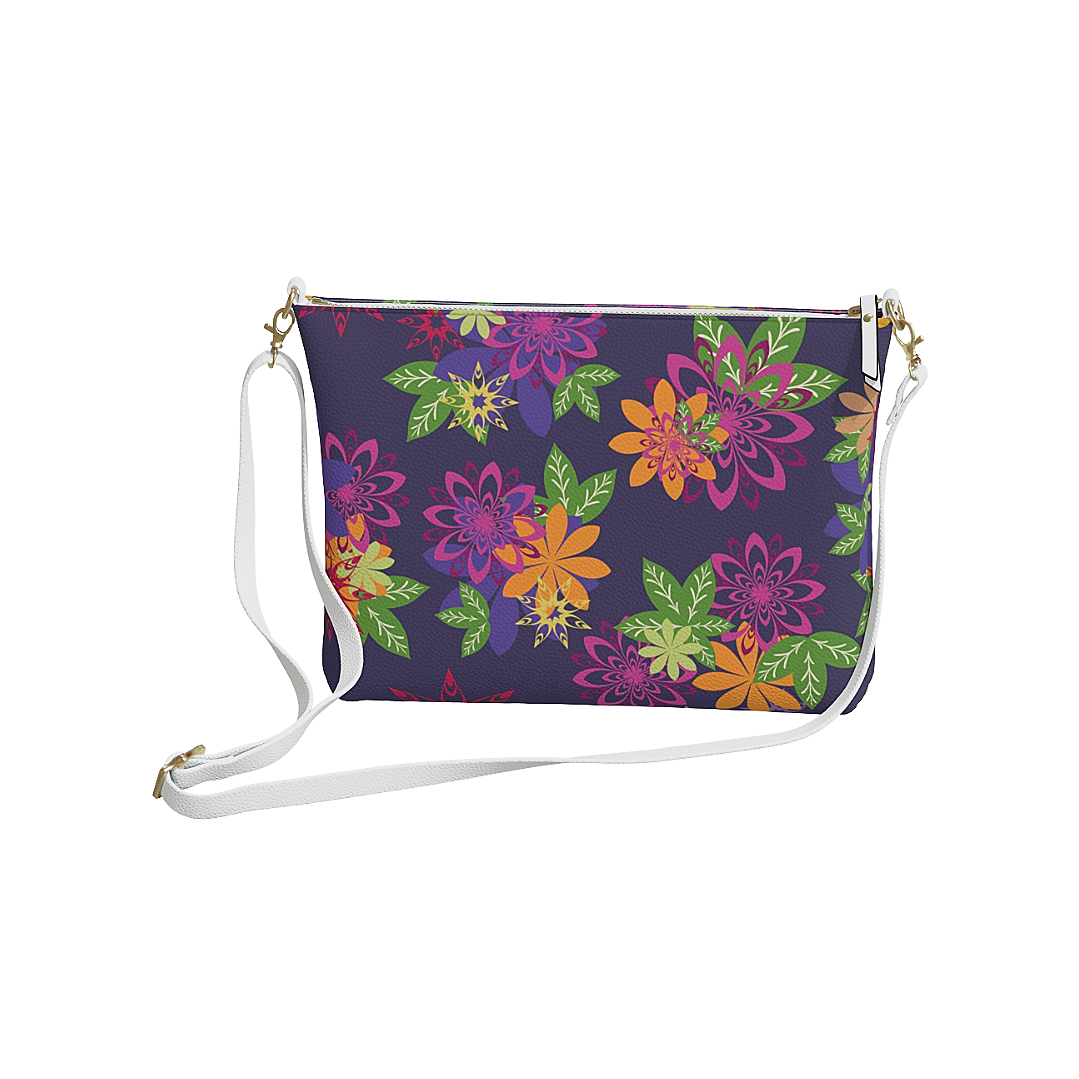 Dahlias Delight Cross Body Purse Purple