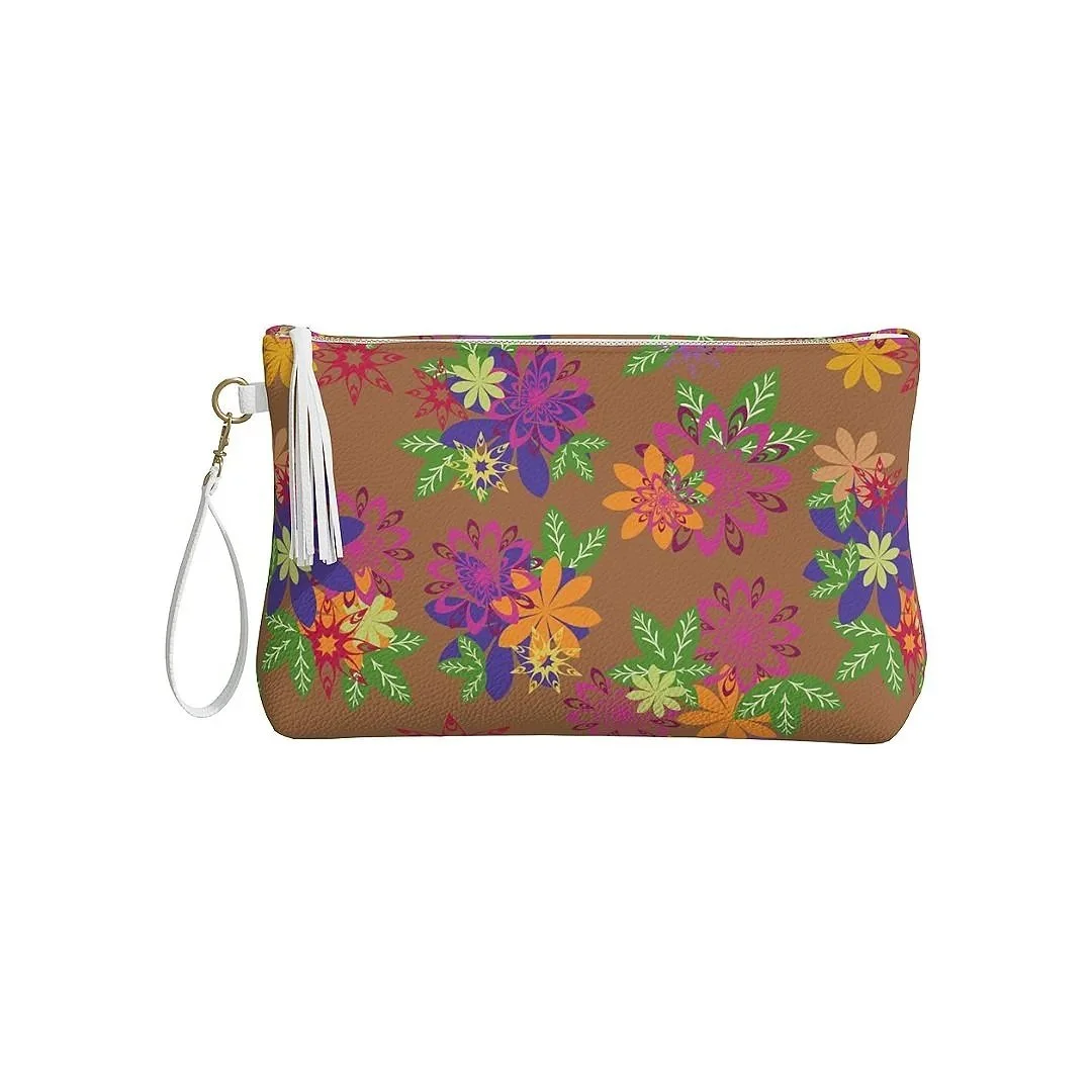 Vegan Leather Make Up Bag - Dahlias Delight Mocha