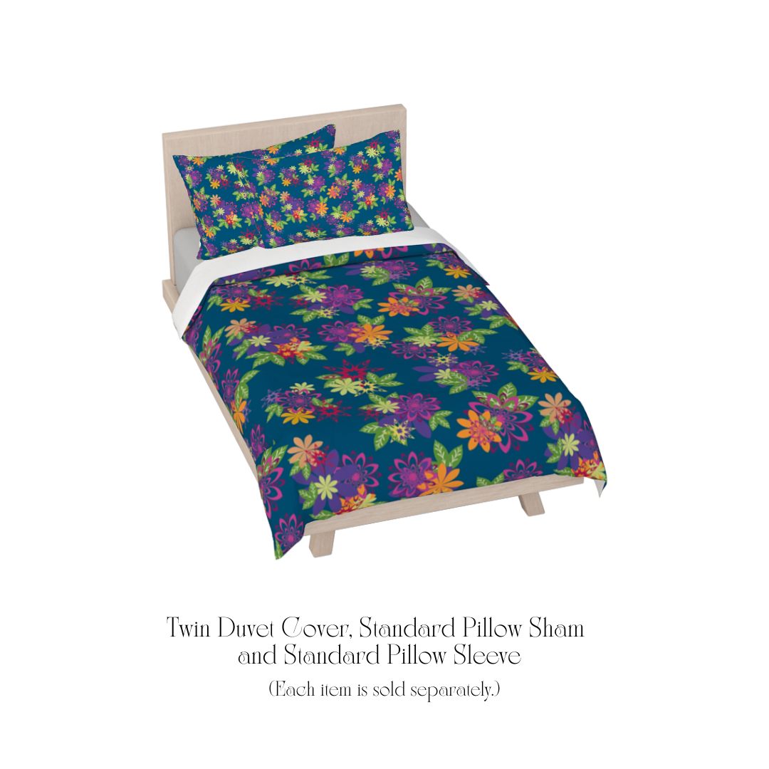 Duvet Cover Dahlias Delight Blue