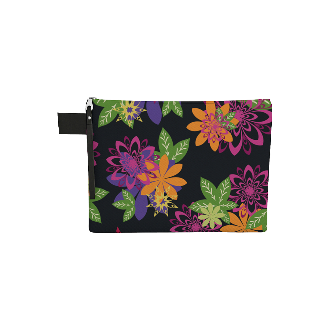 Dahlias Delight Zipper Carry All Black