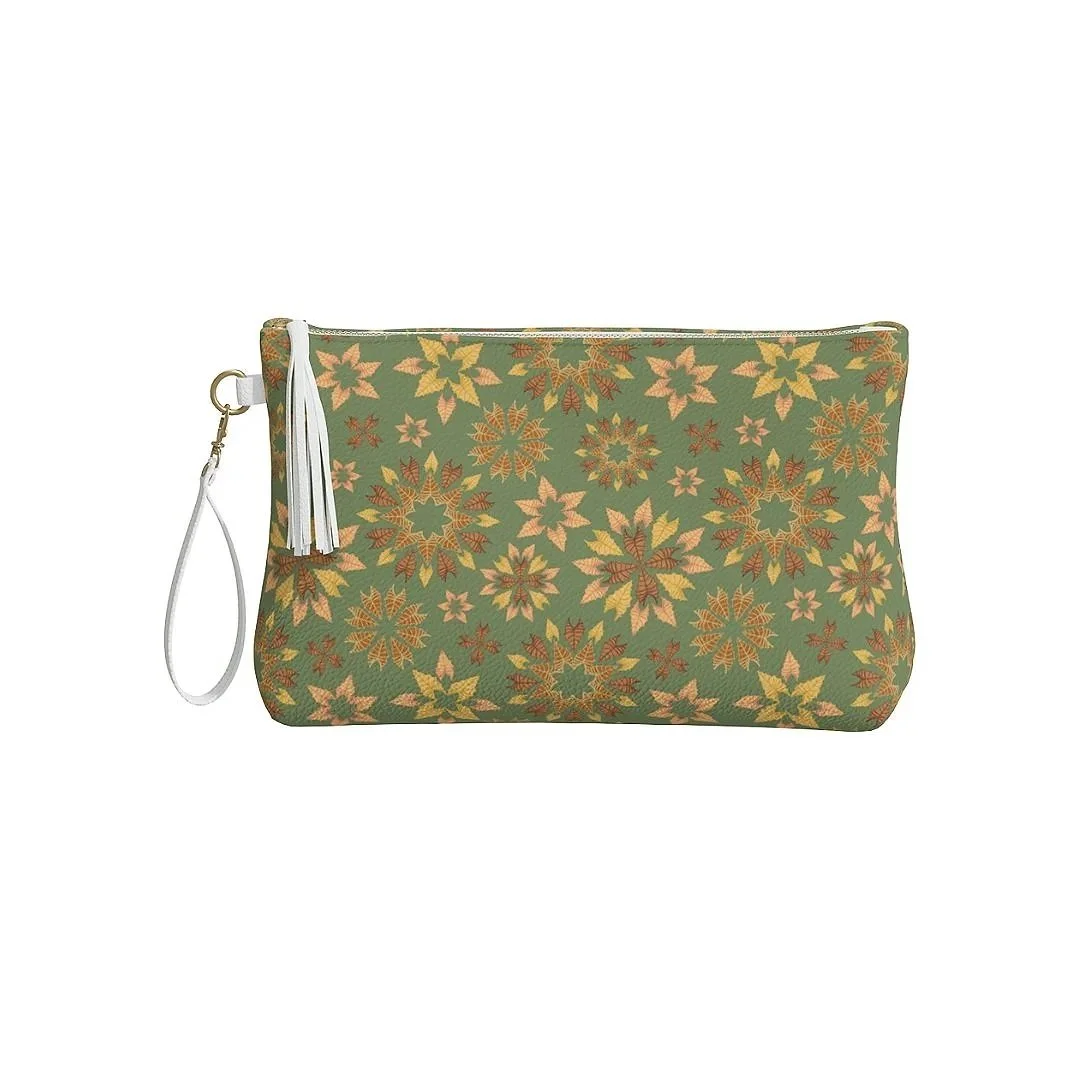 Retro Broadleaves Vegan Make up Bag - Sage Green
