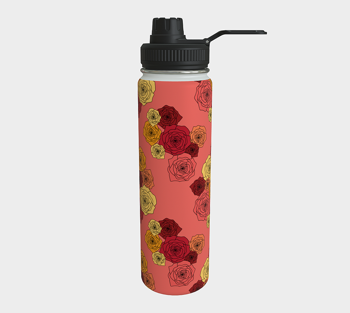 Bold Roses Water Bottle Salmon Pink