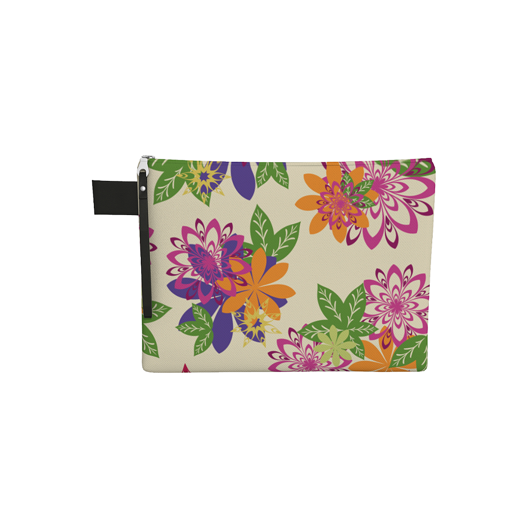 Dahlias Delight Zipper Carry All White