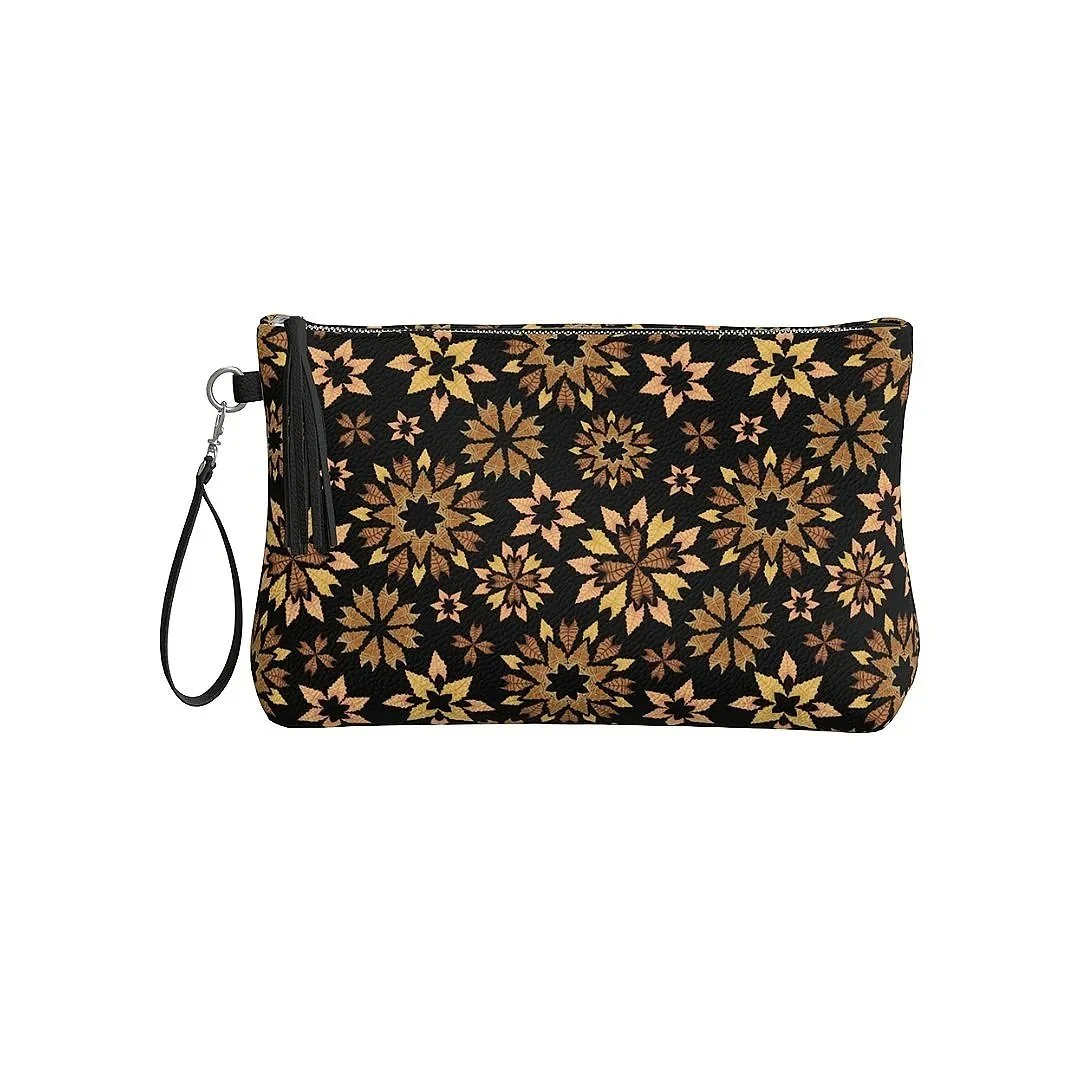 Retro Broadleaves Vegan Make -up Bag - Black