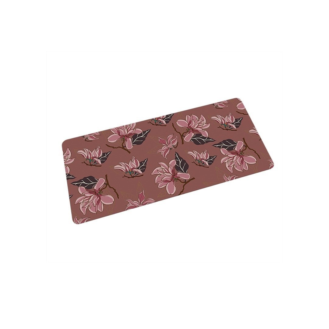 Magnolias Desk Mat 35.5" x 16" Mocha Rose