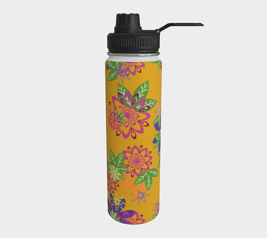 Dahlias Delight Water Bottle Yellow