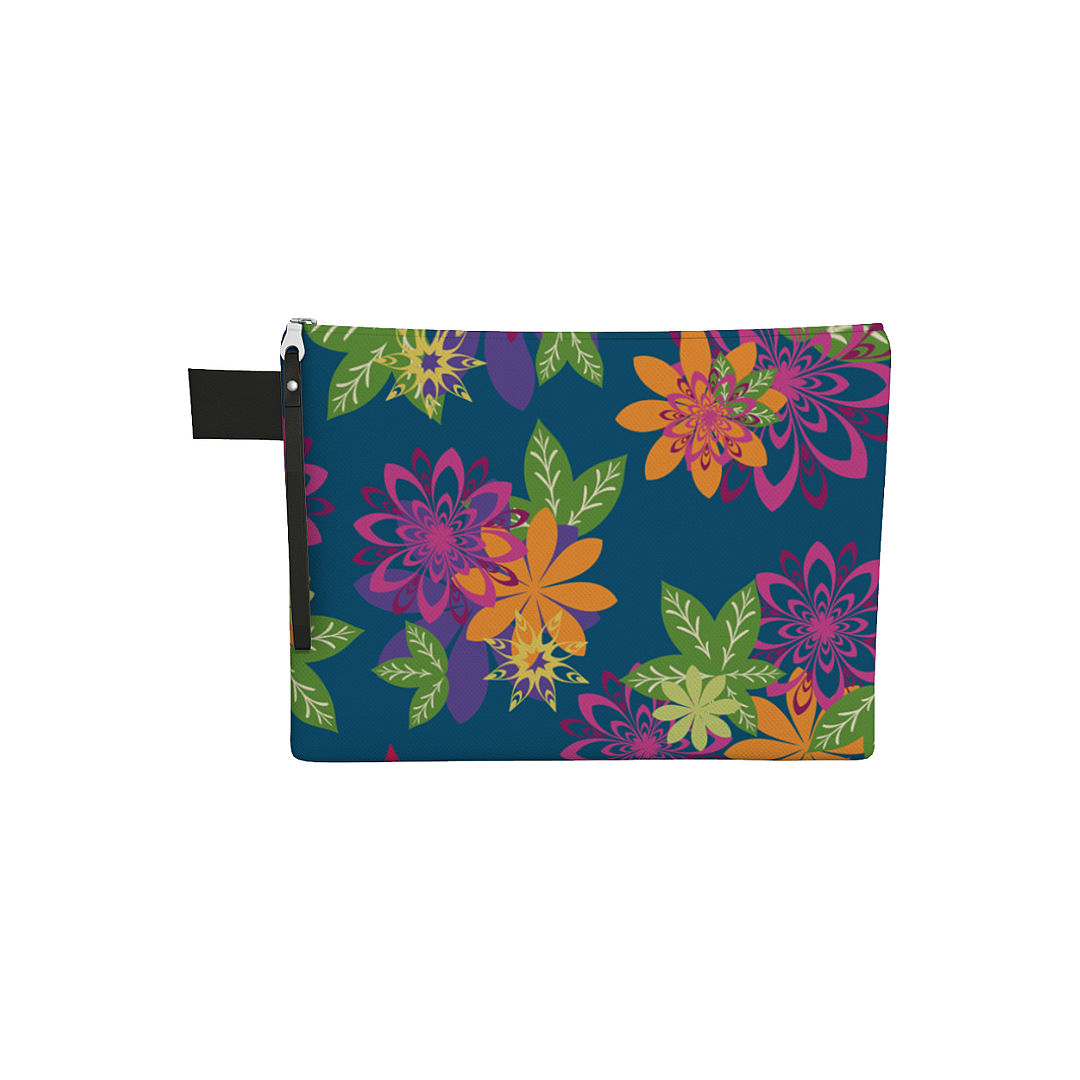 Dahlias Delight Zipper Carry All Blue