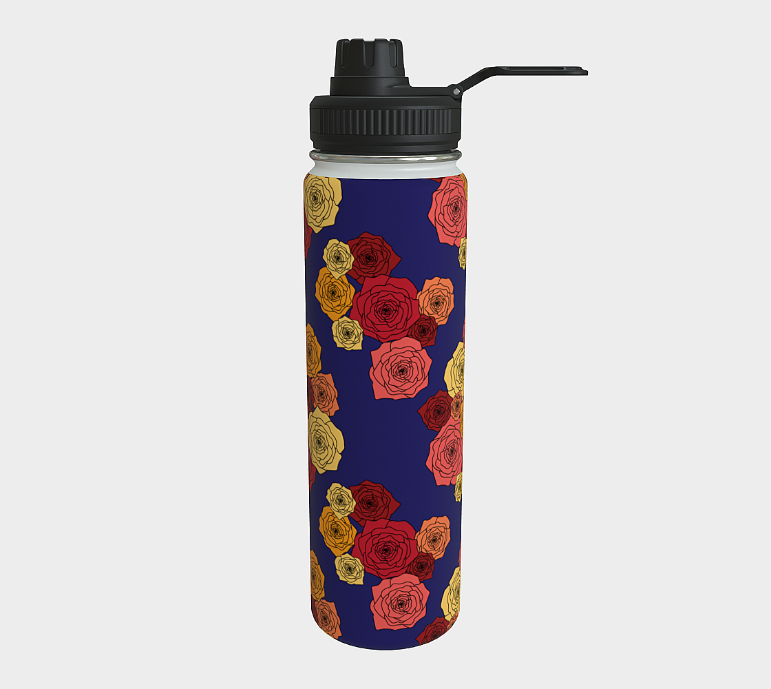 Bold Roses Water Tumbler Blue