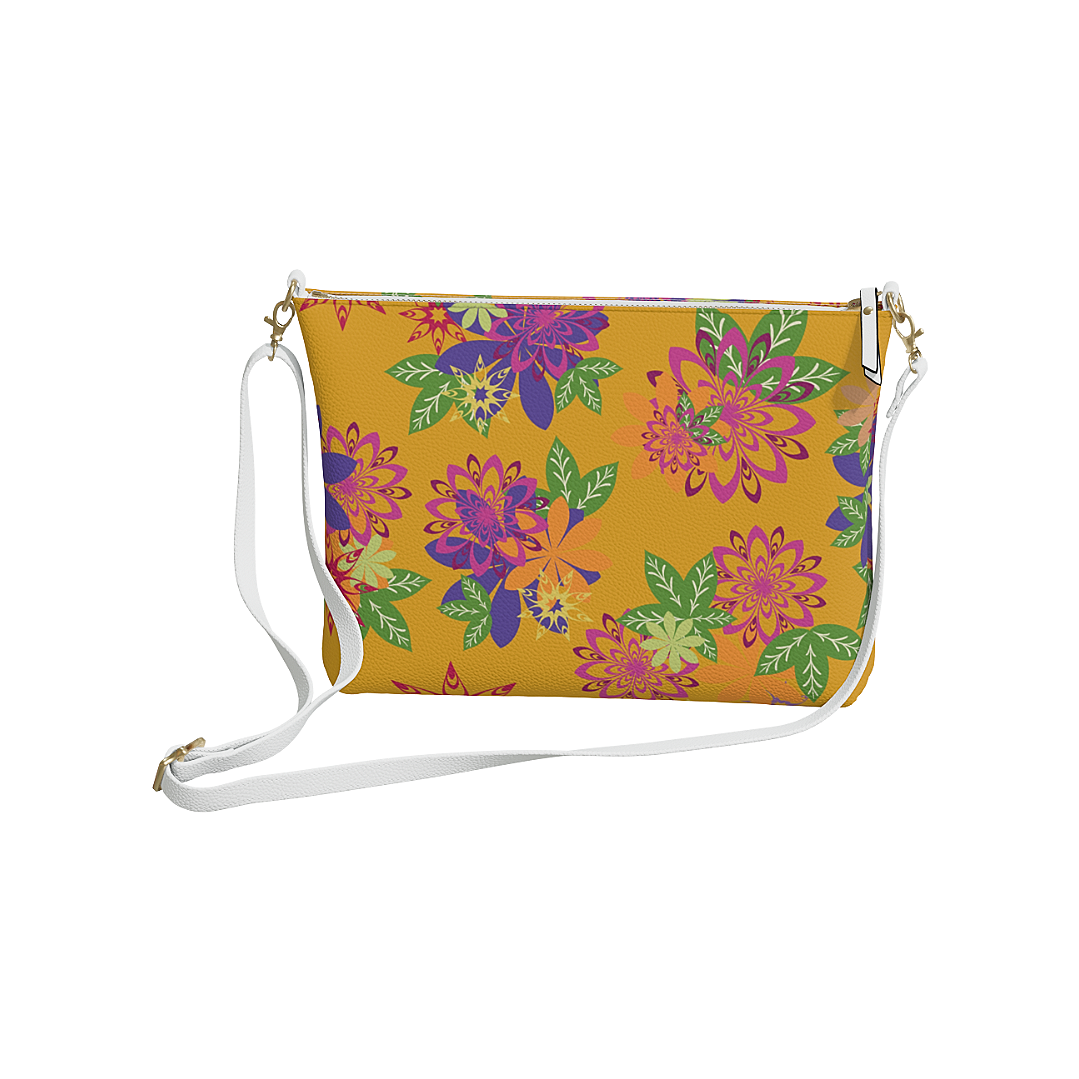 Dahlias Delight Cross Body Purse Yellow
