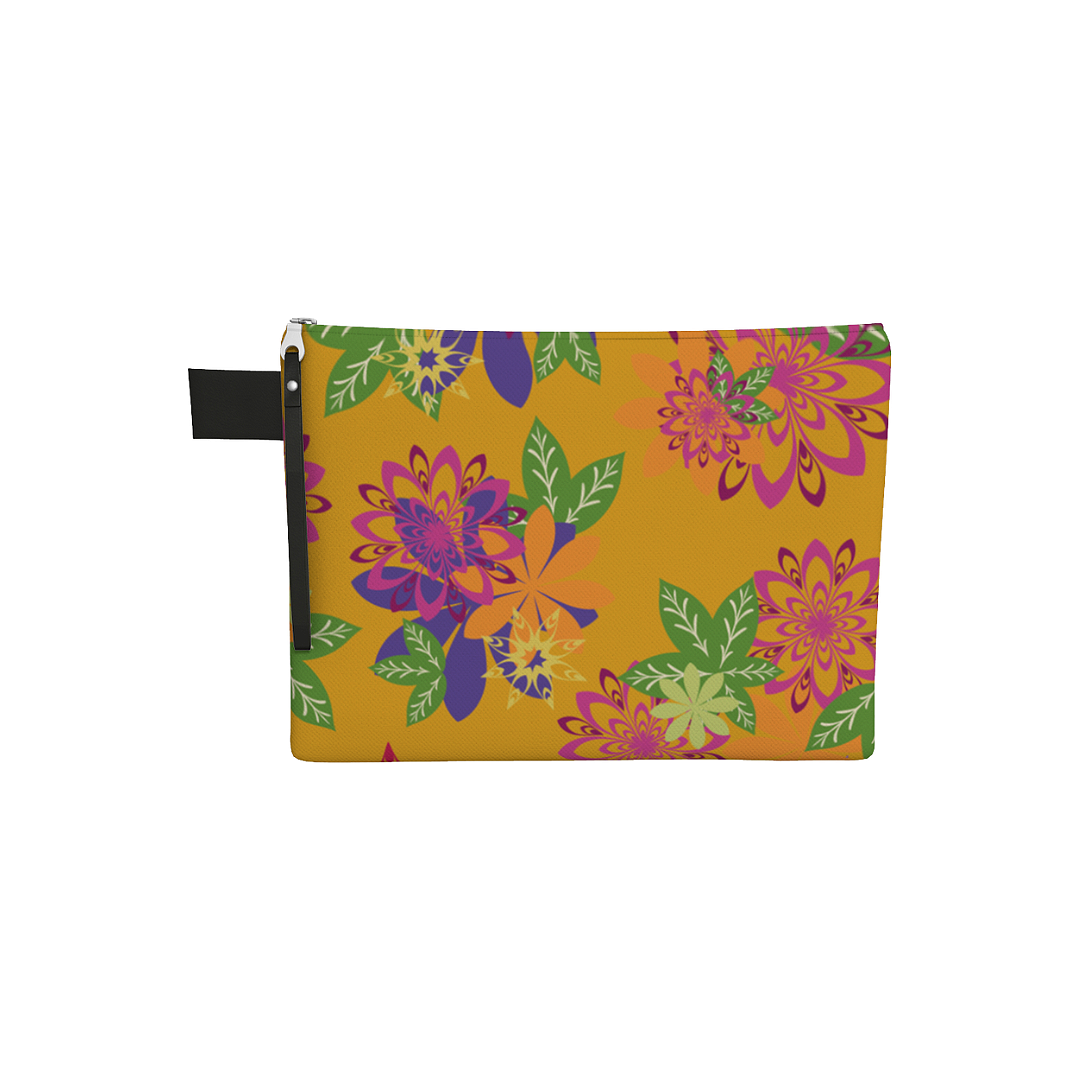 Dahlias Delight Zipper Carry All Yellow