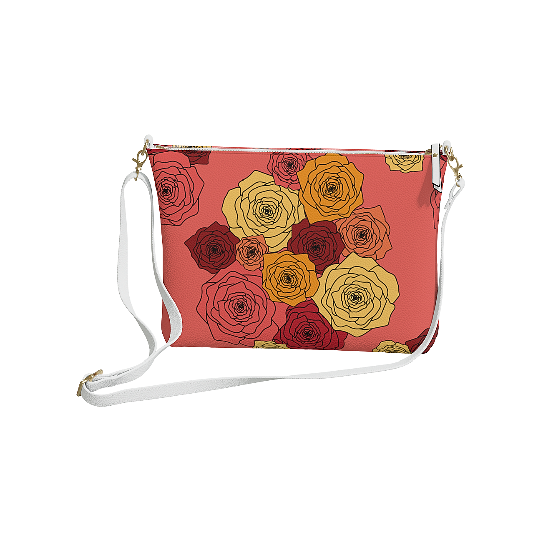 Bold Roses Cross Body Purse Salmon Pink