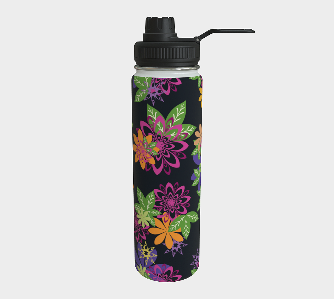 Dahlias Delight Water Bottle Black