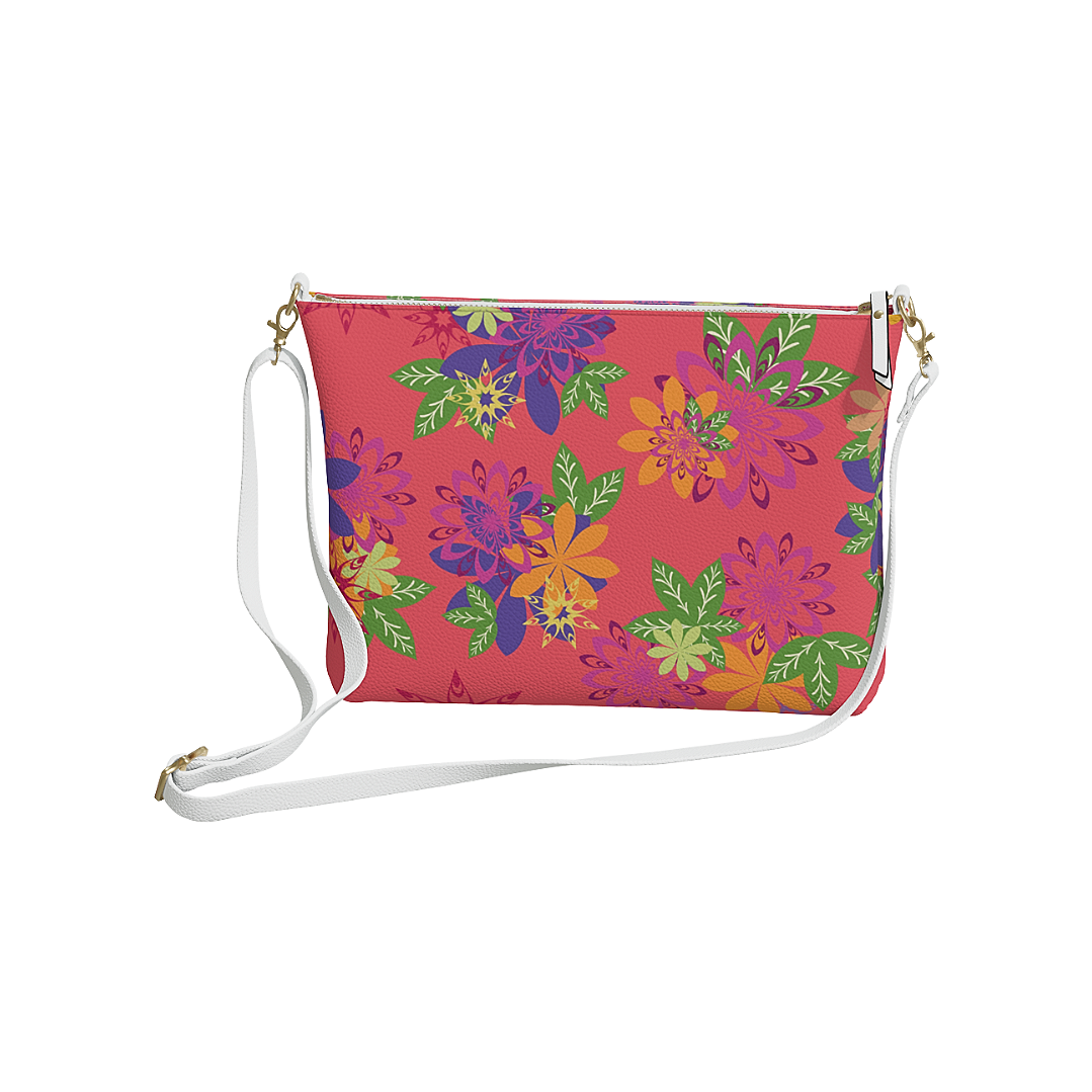 Dahlias Delight Cross Body Purse Salmon Pink