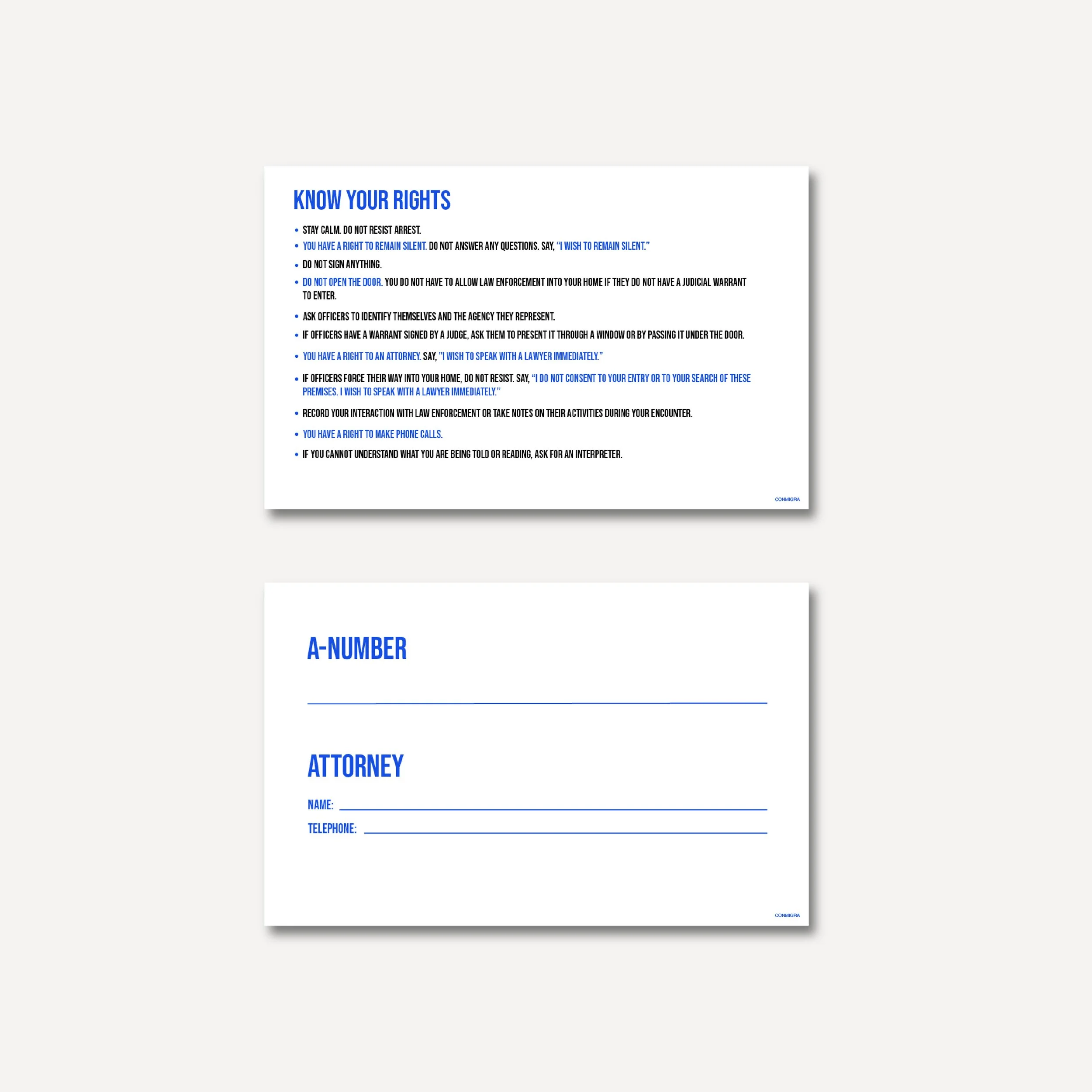 Know Your Rights Wallet Card