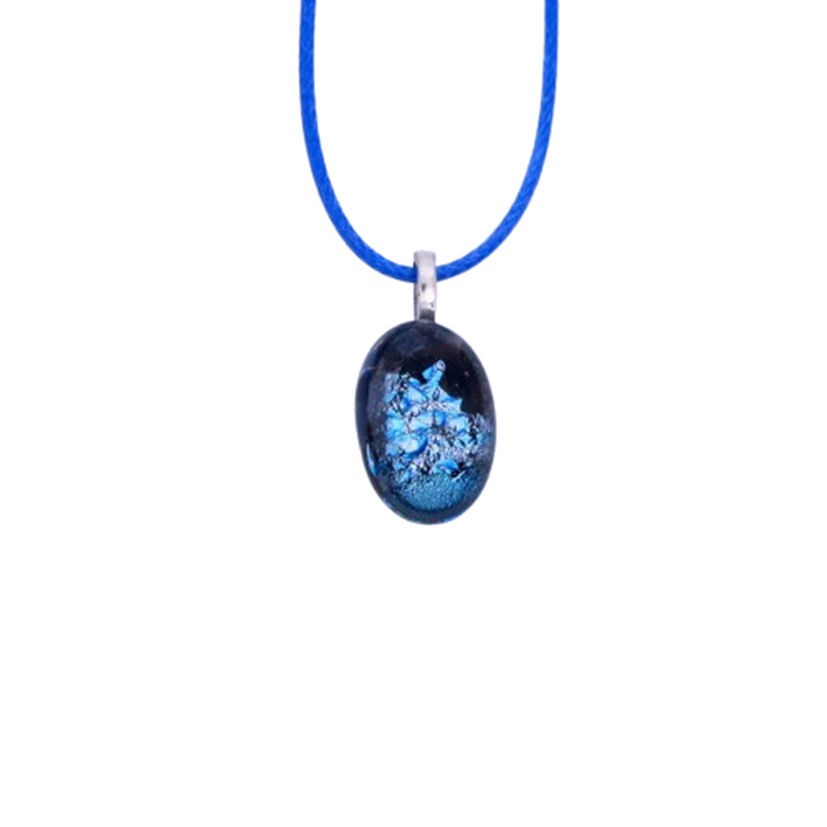  VA260039:  A cabochon-like necklace on a cord, similar to a gemstone but made with Dichroic glass, 1.5cm x 2.2cm.   Price: 30€   Click/tap  here  to enquire about this piece.