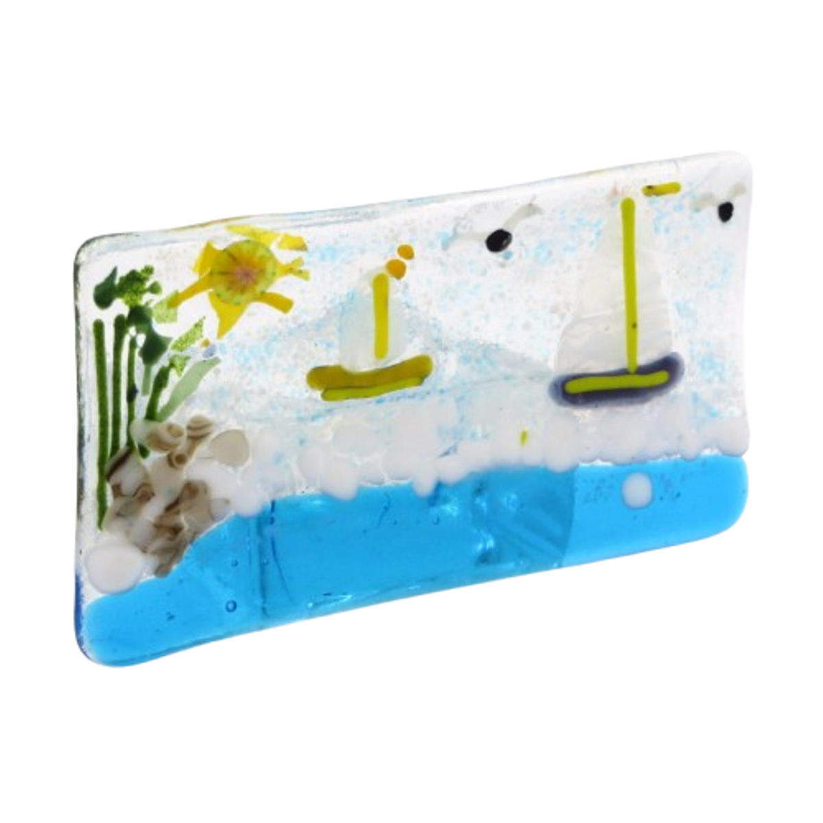  VA260008:  Tealight, Boats at sea with trees and seagulls, 12cm x 6.5cm.   Price: 35€   Click/tap  here  to enquire about this piece.