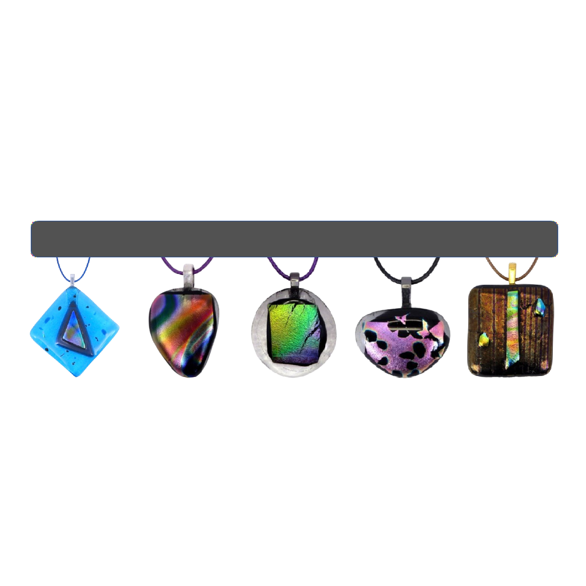 Variety of fused glass art necklaces