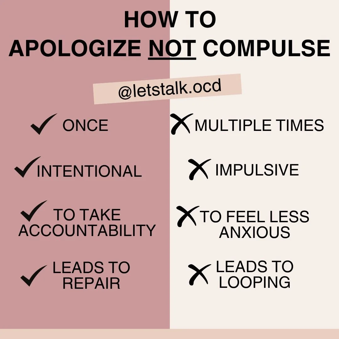 Is one of your behaviors over-apologizing? Turns out, it may be part of your OCD. Consider how you are apologizing and why. Yes, showing heartfelt remorse is important, but OCD can distort even the most positive behavior. #overapologizing #ocd #peopl
