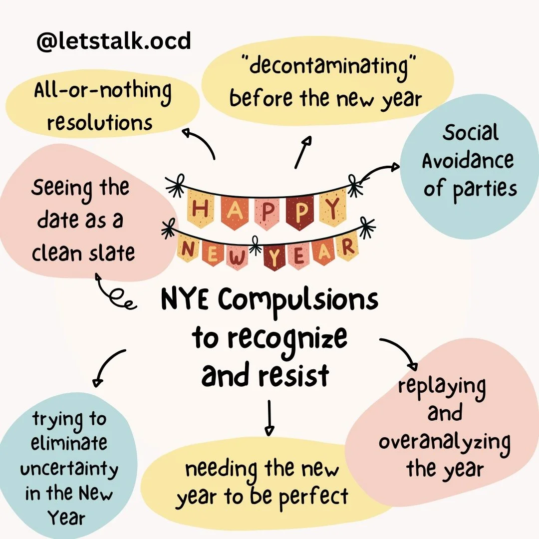 Happy New Years to all my #OCD folk. Try to catch these subtle New Year's Eve compulsions! No need to put pressure on yourself for 2026 perfection starting tomorrow. It's just another day :) #ocdhelp #ocdtherapist #ocdawareness #ocdsupport
