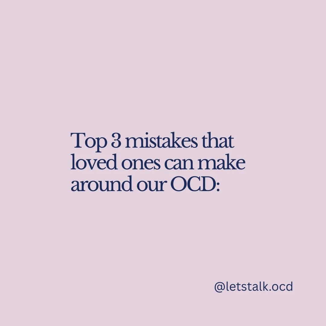 Top 3 Mistakes that loved ones can make around our OCD. 1) Assuming that we agree with our OCD. 2) Protecting us from our fears. 3) Expecting us to seem better during treatment, not worse. Hugs you all! Send to someone who has been there for you in t