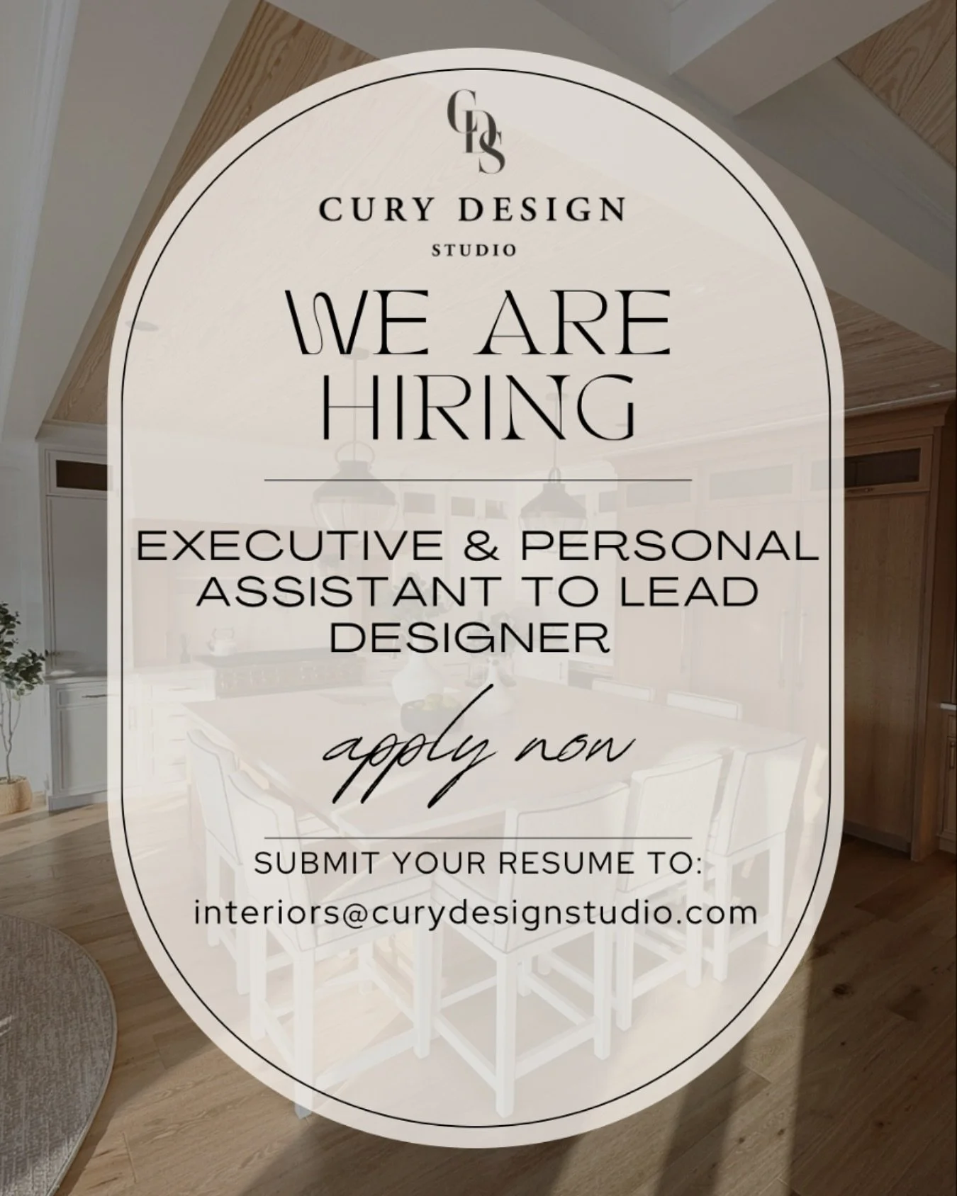 Now hiring! Executive &amp; Personal Assistant to our owner &amp; lead designer, Samantha Cury. If you thrive in a fast-paced, design-driven environment, we&rsquo;d love to hear from you!