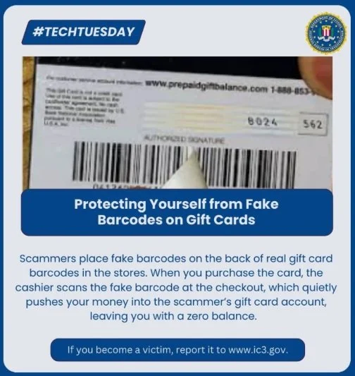 Fake Barcodes on Gift Cards