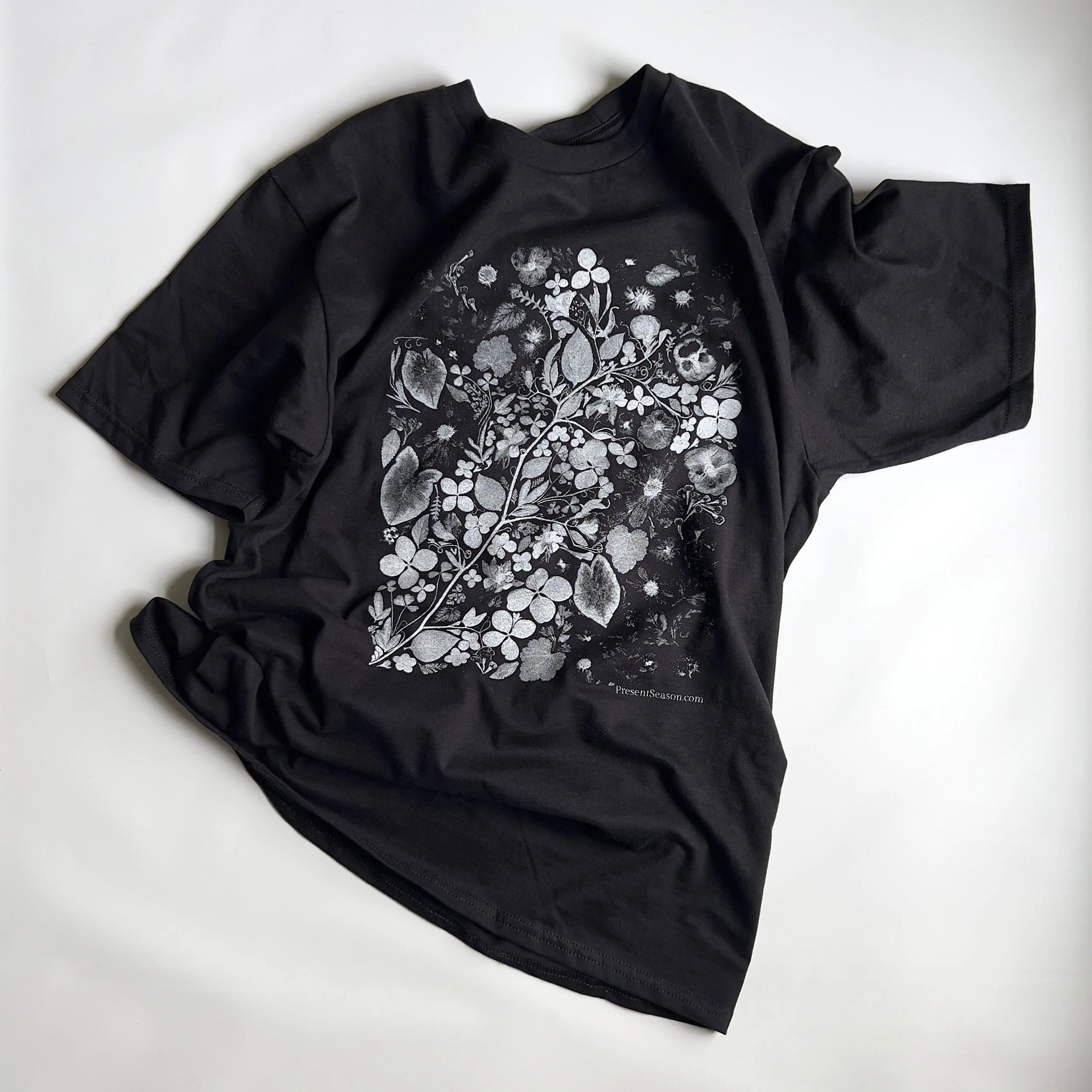 Floral Black Tee-(Short Sleeve)