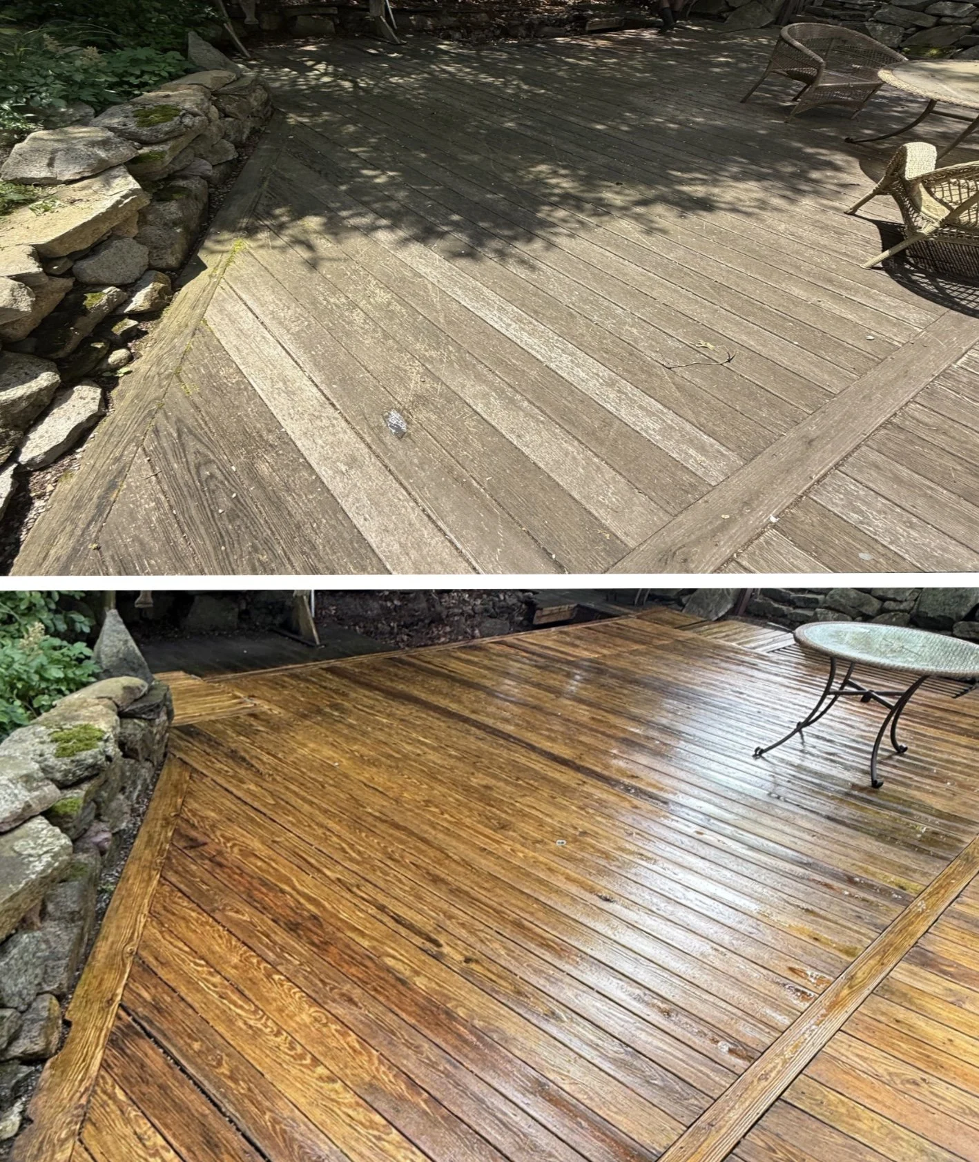 Wood deck soft wash