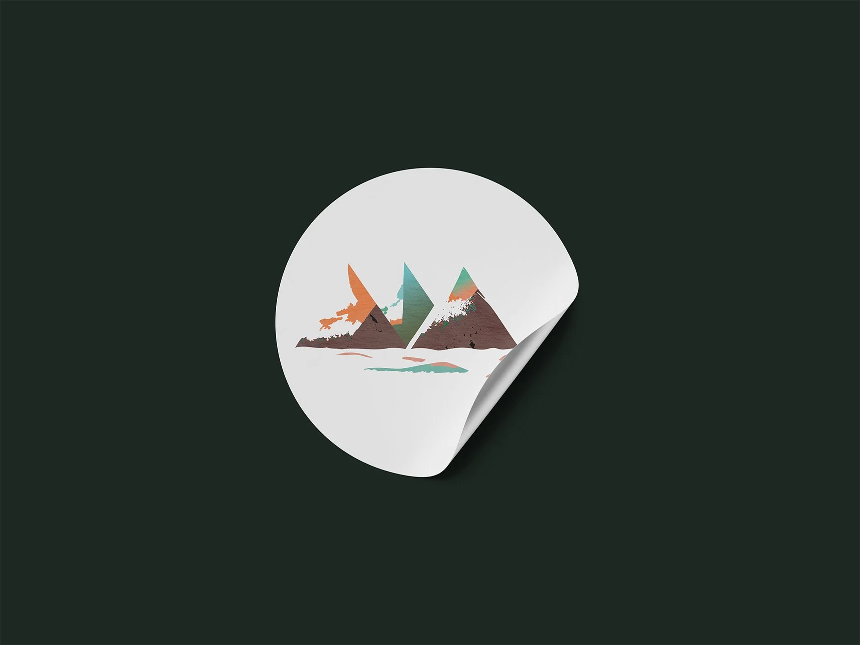 Sticker design project using stone material, inspired by ‘empty and full’ concept, natural textures, diverse color palettes, for nature hiking groups, The notebook cover, minimalist mountain landscape illustration, Sticker-Designprojekt, Natur