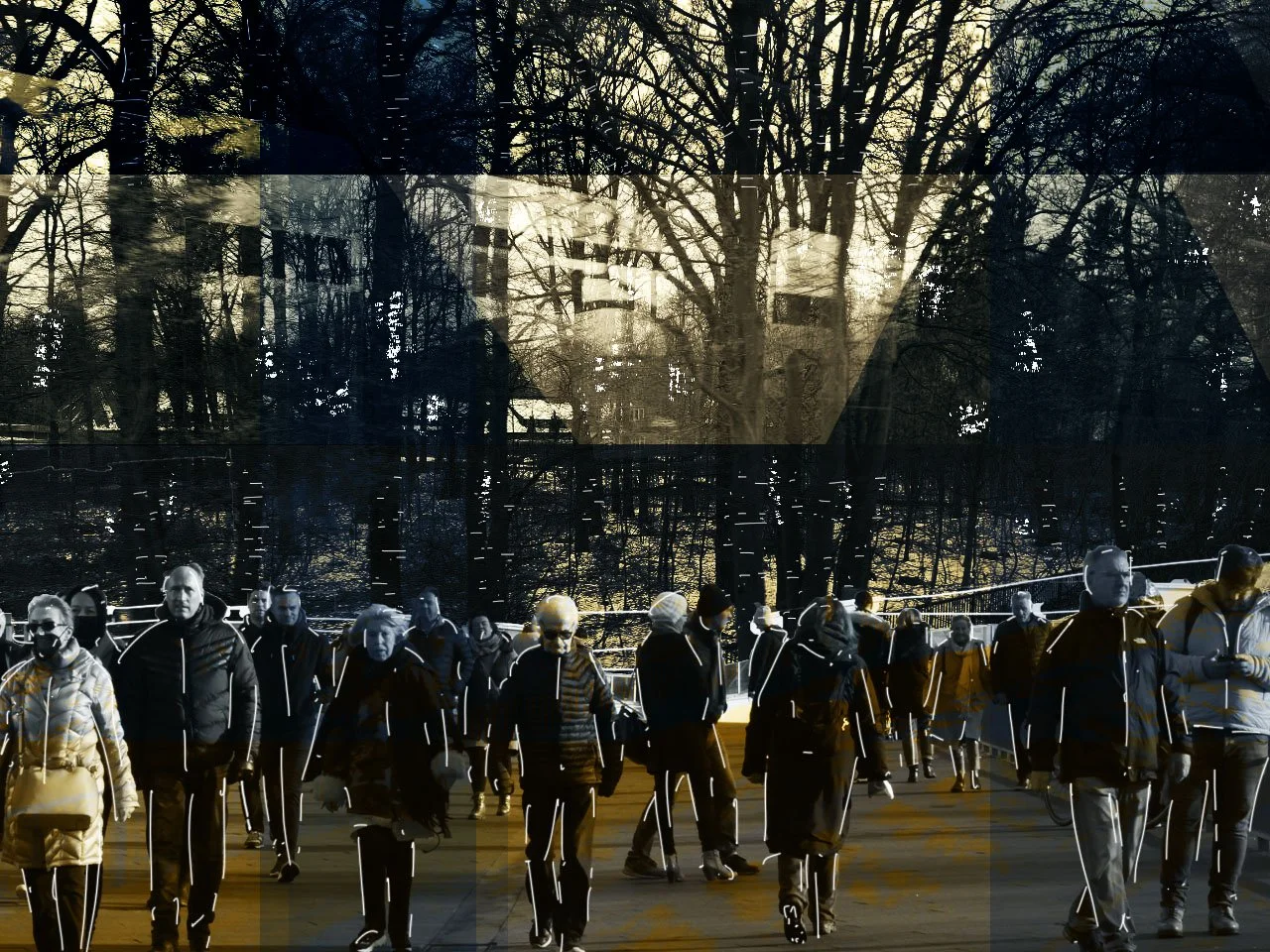 Digital illustration and mixed media collage by Ratanaz Dehnadi, combining abstract shapes, textures, and layered visual elements, Kreative digitale Collage und Illustration, geschichtete Texturen und abstraktes Design, Mixed-Media-Kunst 