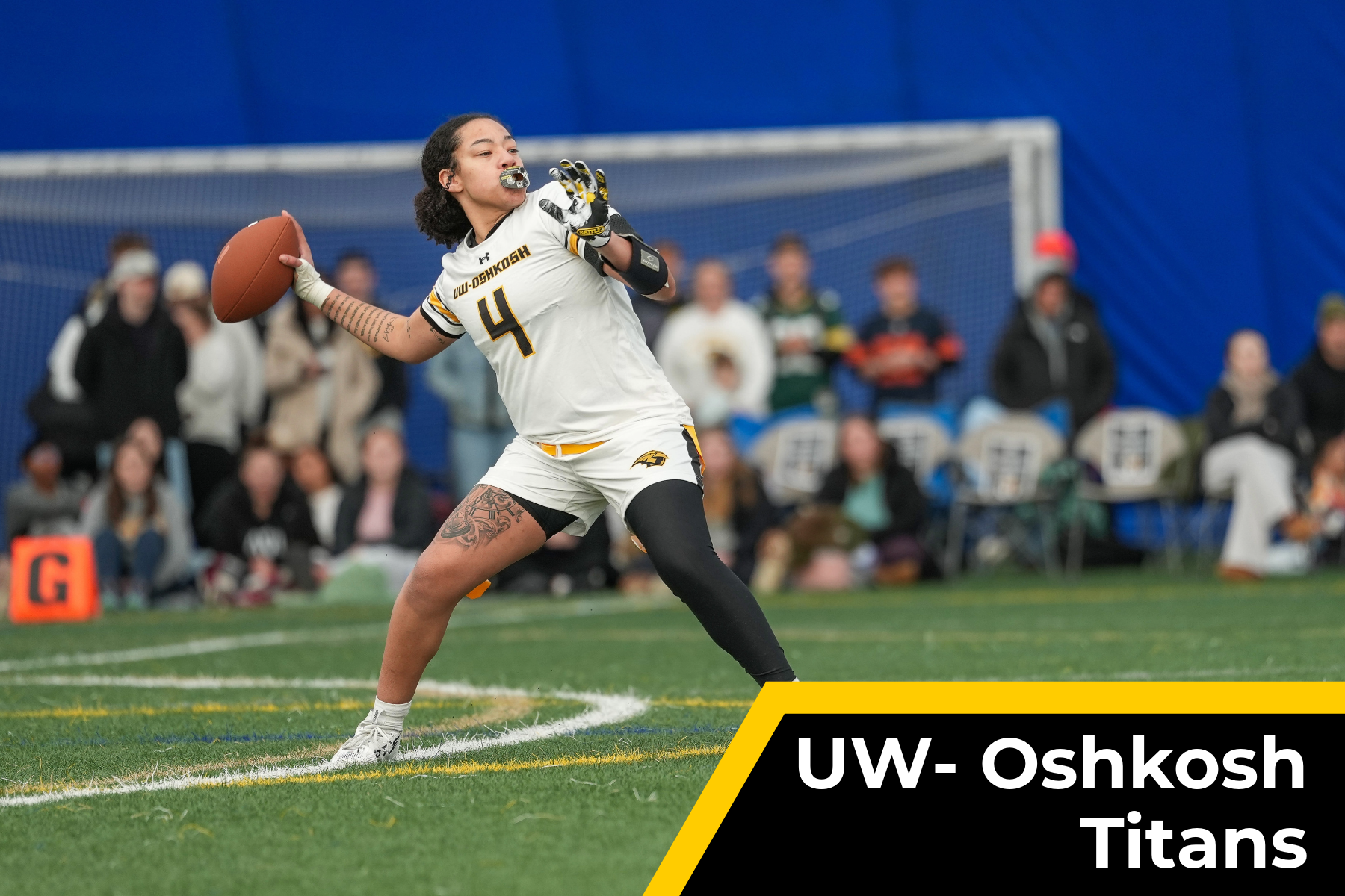 UW-Oshkosh flag football throwing a pass