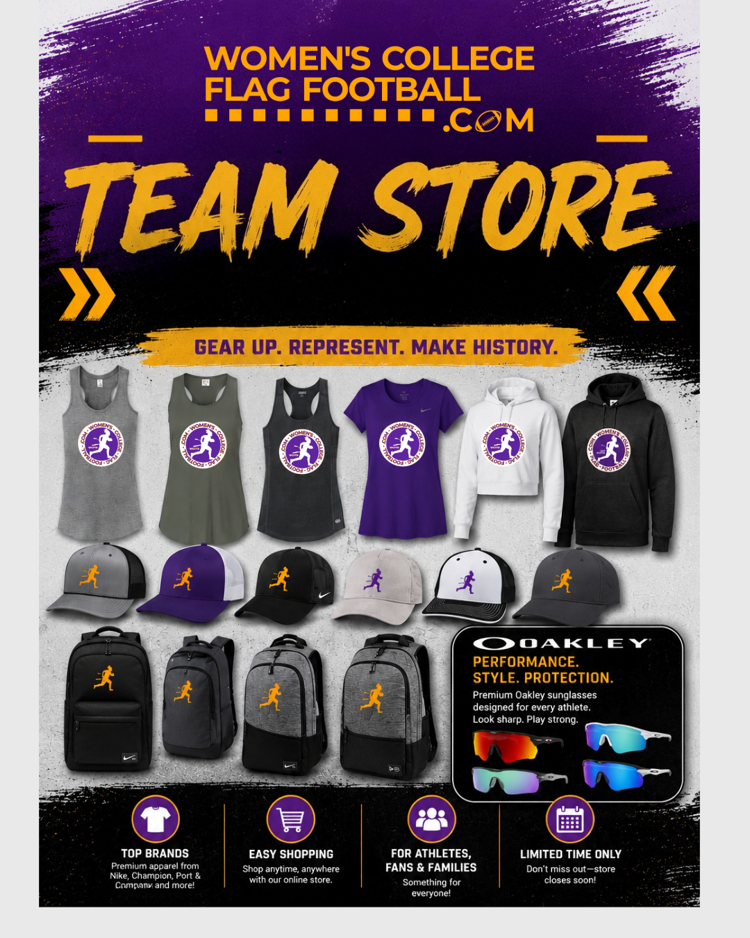 Women's College Flag Football Team Store and Gear.