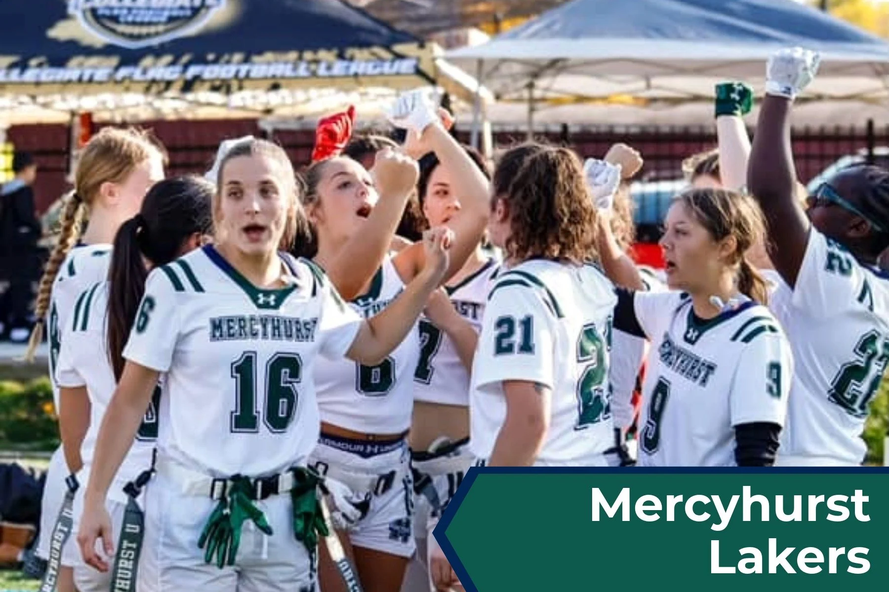 Mercyhurst Lakers playing women's college flag football