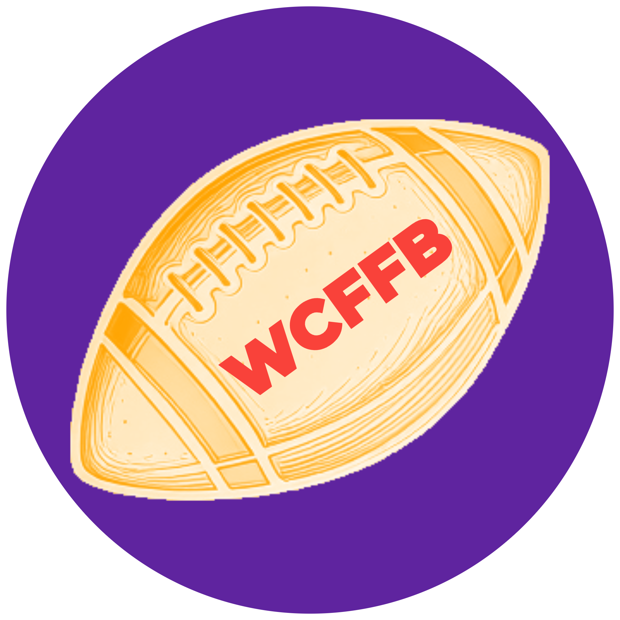 A logo of WomensCollegeflagfootball.com with a stylized American football and the text 'WCFFB' in red.