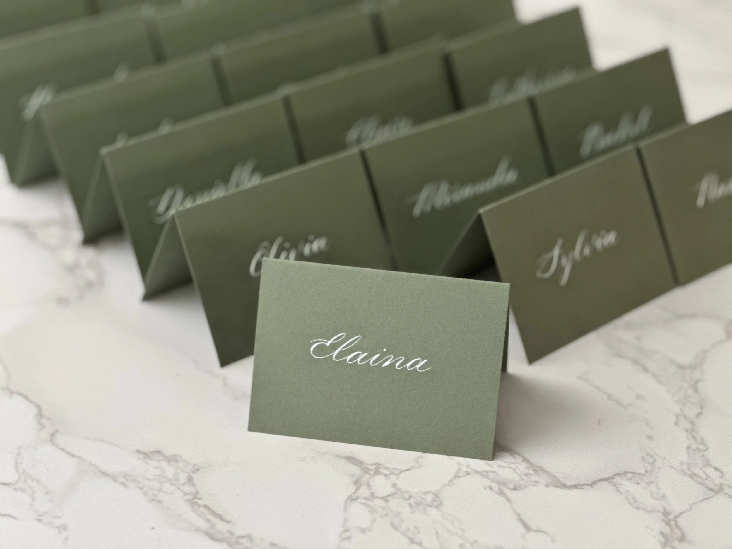 Willow Green Folded Place Cards