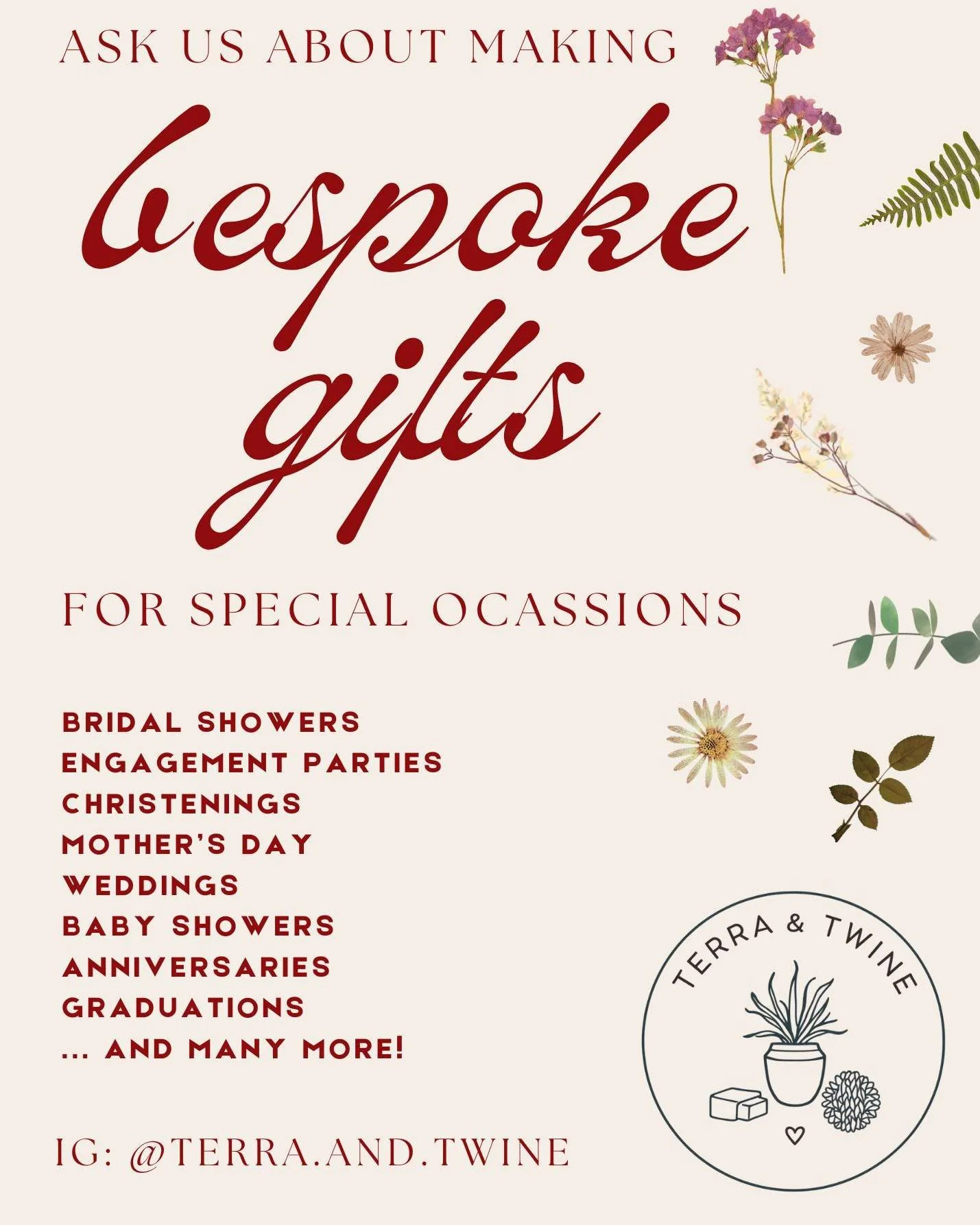 ✨ Every celebration deserves something made just for it.

Whether it&rsquo;s a wedding, baby shower, or milestone moment &mdash; we love crafting bespoke gifts that feel personal, intentional, and one-of-a-kind.

Let&rsquo;s dream up something beauti