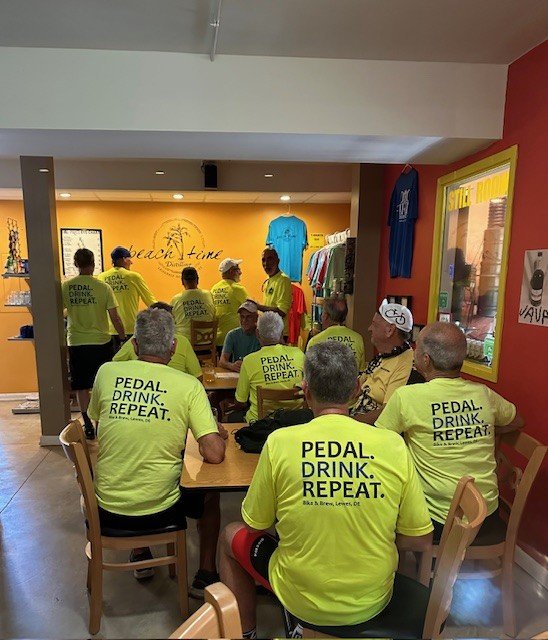 This great group of bikers stopped in yesterday. I love their shirts!
Thanks guys.
